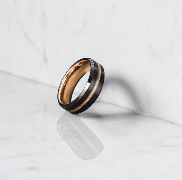 Other Tigrade Black Tungsten Ring – Rose Gold Accent Size ONE SIZE - 3 Thumbnail