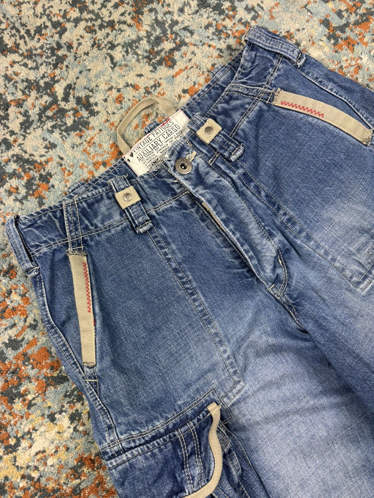 Japanese Brand × Jet Lag × Vintage Vintage y2k Jet Lag crazy cargo denim shorts bondage style Size US 31 - 9 Thumbnail
