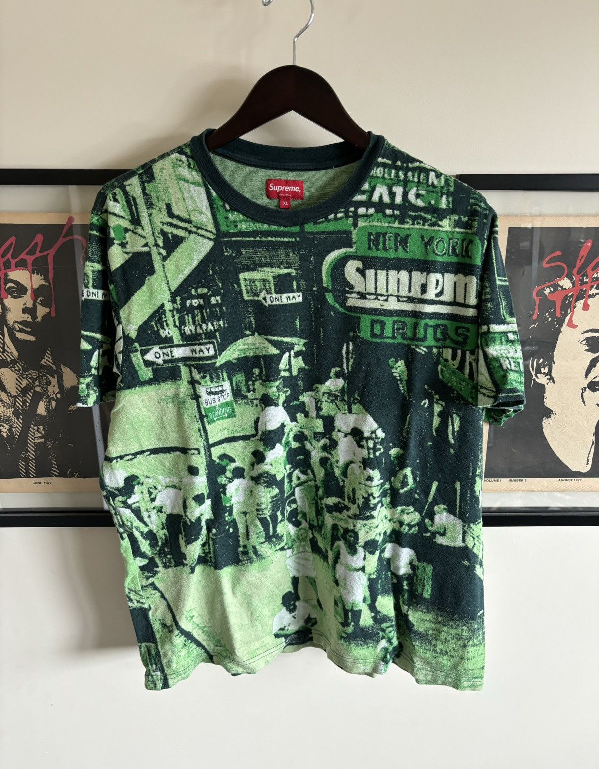 image of Supreme Street Scene Jacquard Top in Green, Men's (Size XL)