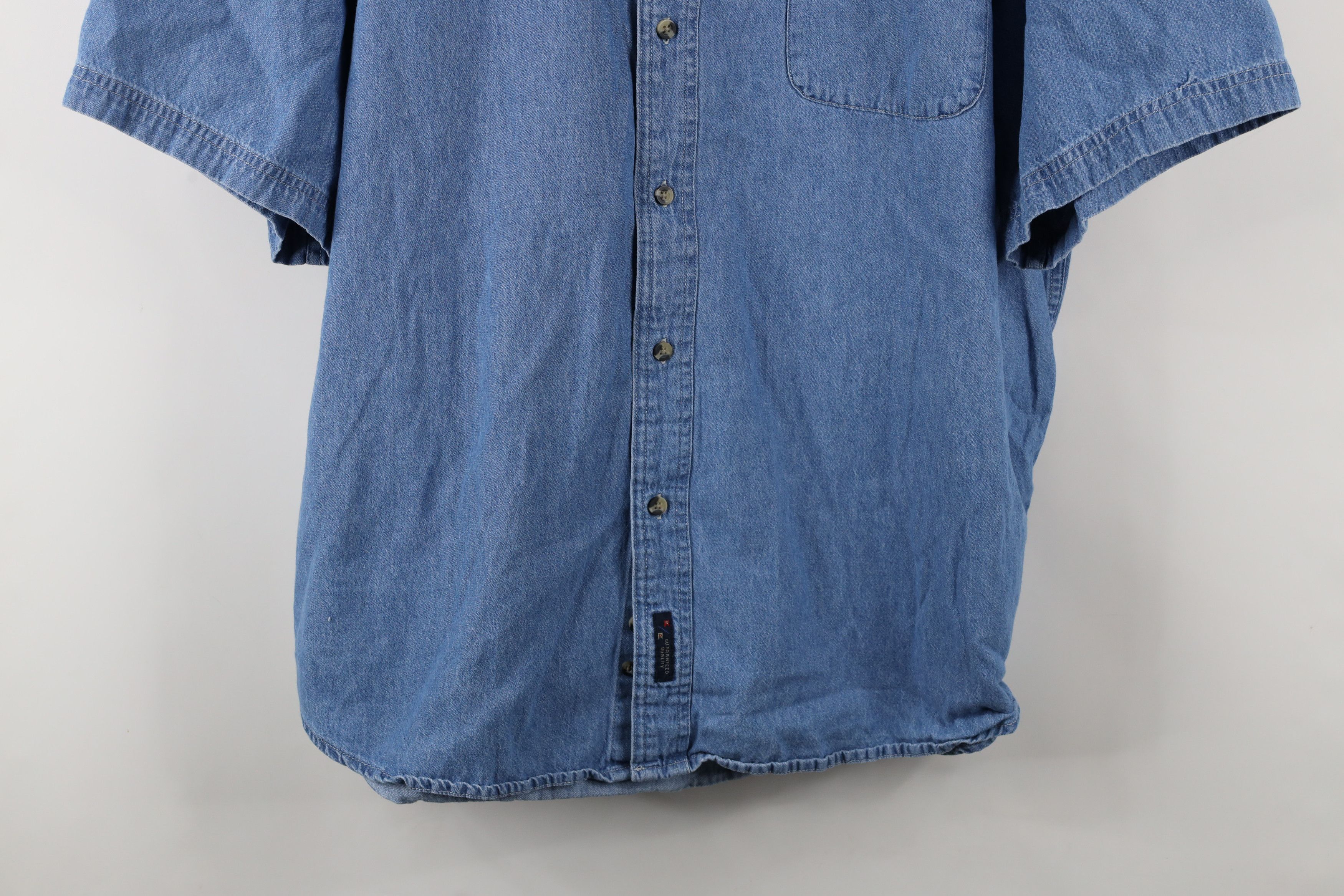 Vintage Vintage 90s Streetwear Short Sleeve Denim Jean Down Shirt Size US XXL / EU 58 / 5 - 3 Thumbnail