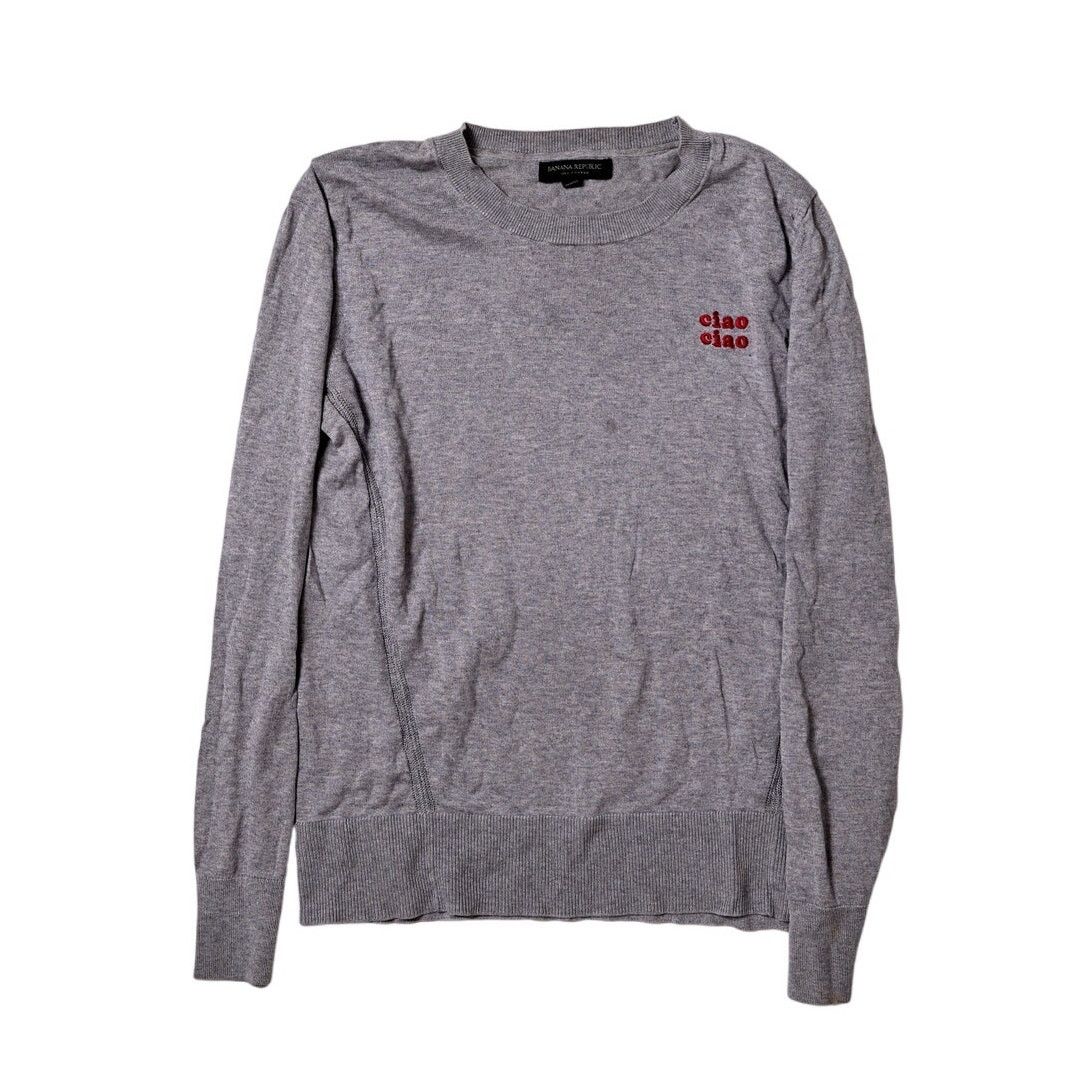 Banana Republic Banana Republic gray sweater "CIAO CIAO" design in red Size S / US 4 / IT 40 - 1 Thumbnail