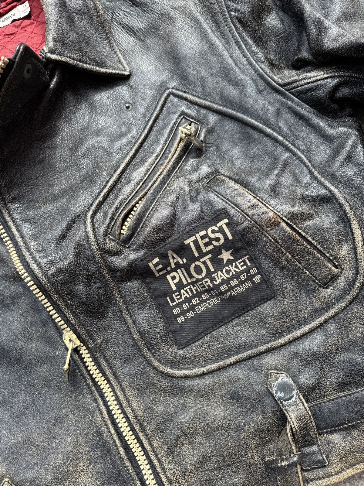 Emporio Armani Emporio Armani Archive Distressed Leather Pilot EA Test Piec Size US L / EU 52-54 / 3 - 4 Thumbnail