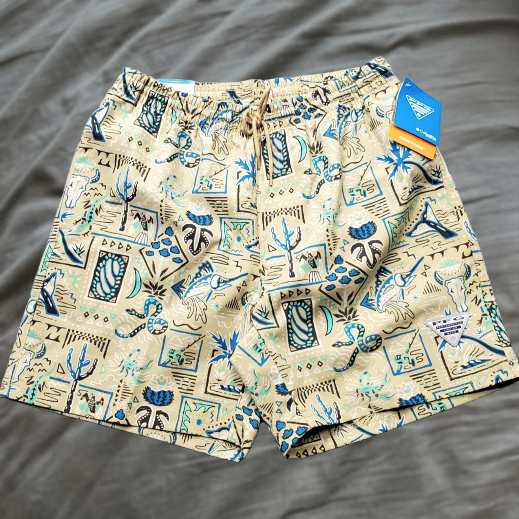 Vintage Columbia Mens PFG Rambler Swim Short Bottom S Multi Printed Lined Performance Swimwear Size US 29 - 1 Thumbnail