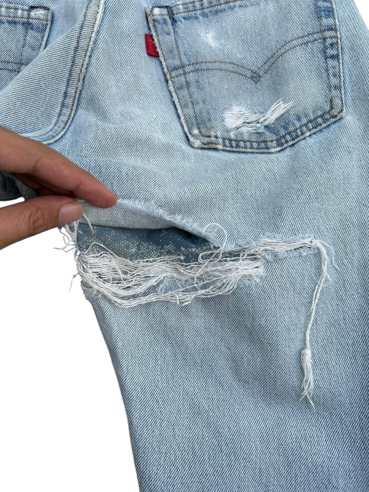 Levi's 80's THRASHED Levi's 524 Selvedge Reconstructed Repair Denim Size US 29 - 22 Thumbnail