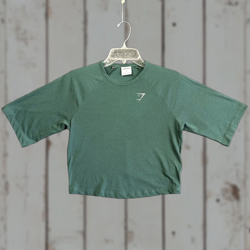 Gymshark GymShark Shirt Women S Green Raglan Cropped Short Sleeve Top Crew Neck T-Shirt Athletic Activewear 90s? Size S / US 4 / IT 40 - 1 Thumbnail