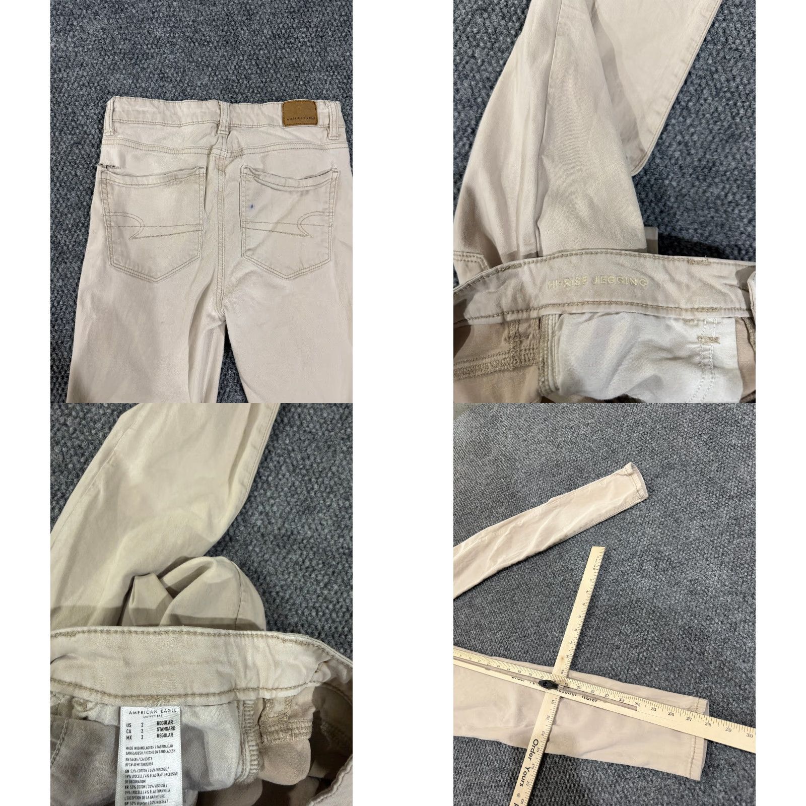American Eagle Outfitters VINTAGE? No. American Eagle Outfitters Jegging Jeans Women 2 Beige Tan Cotton Denim Stretch Pockets 5-Pocket Distressed High Rise Inseam 28 in Size 26" / US 2 / IT 38 - 8 Thumbnail