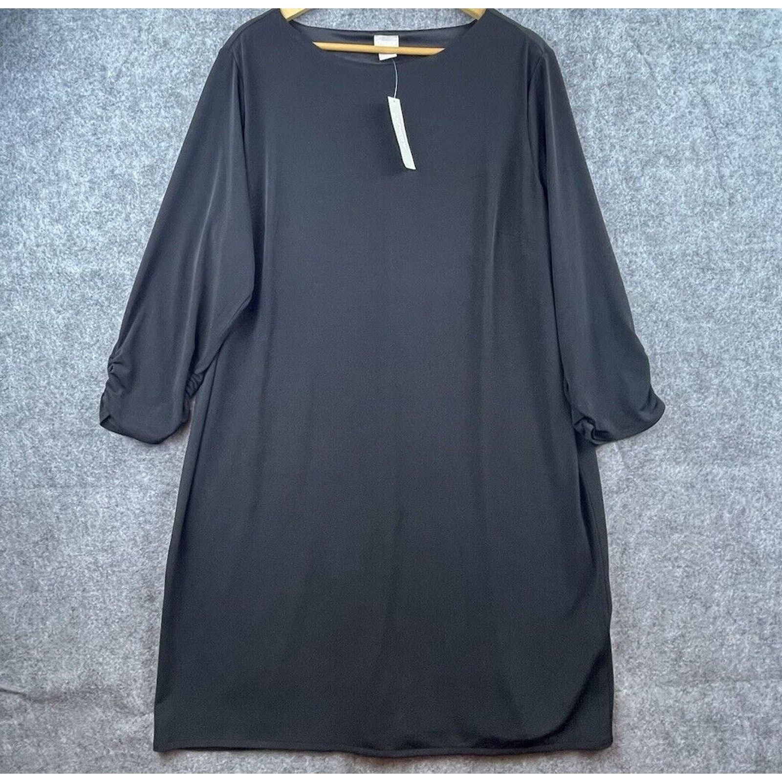 Chicos Chico's Dress Womens 4XL Black LBD Lagenlook Rouched Career Size XL / US 12-14 / IT 48-50 - 1 Thumbnail