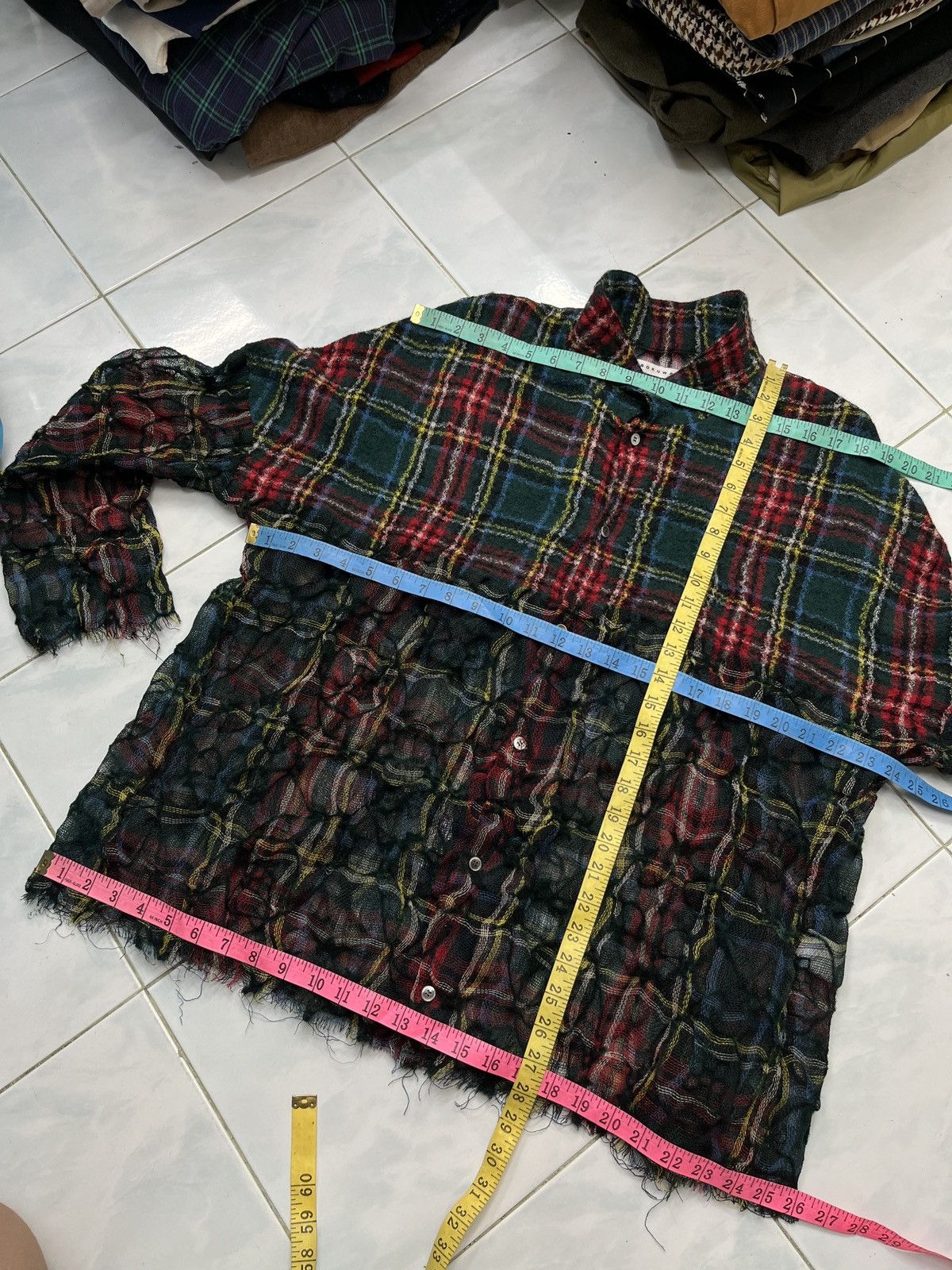 Issey Miyake 🔥🔥VINTAGE ISSEY MIYAKE SUNAO KUWAHARA TARTANWOOL MESH SHIRTS Size M / US 6-8 / IT 42-44 - 13 Thumbnail