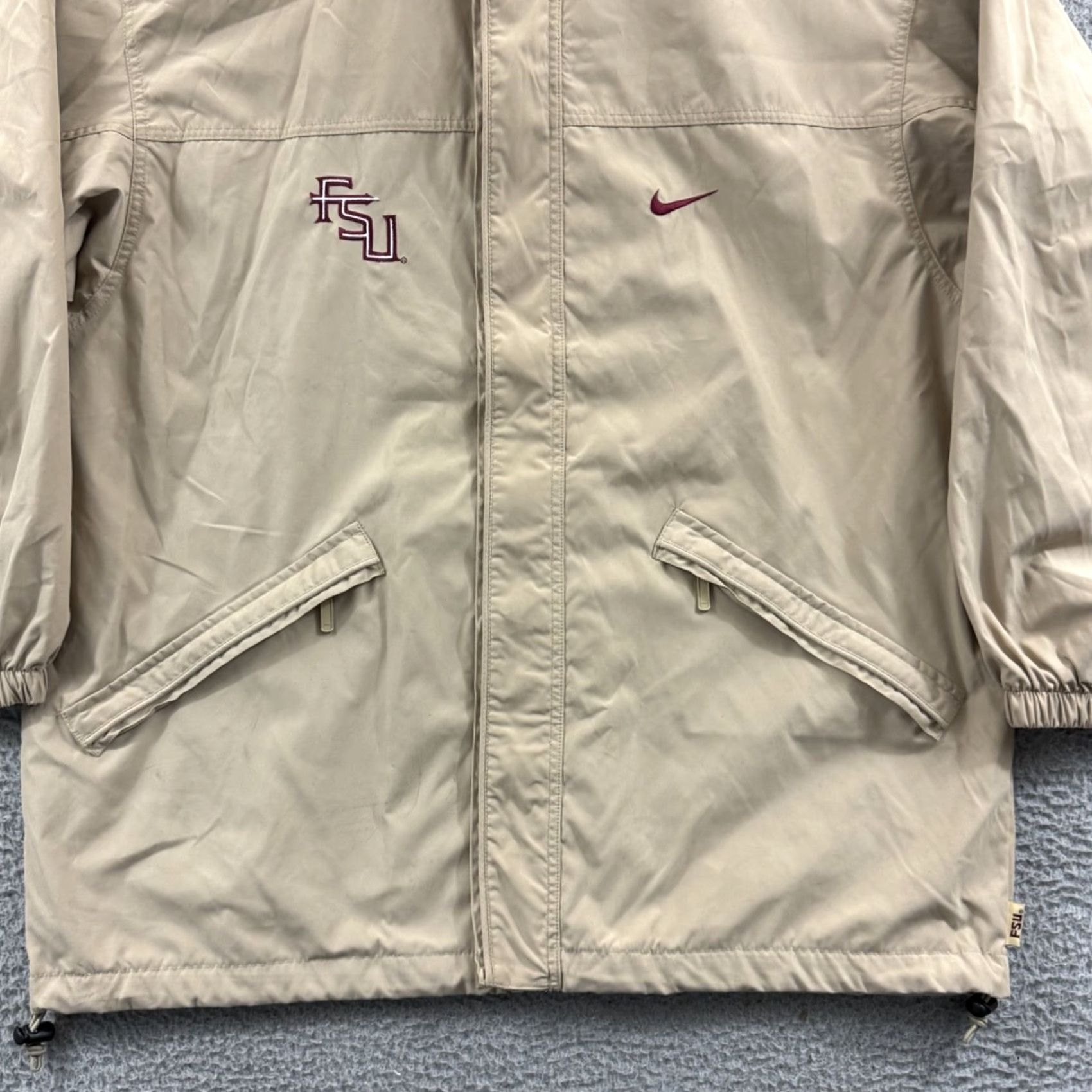 Nike VINTAGE Nike Florida State Seminoles Jacket Mens Large Beige Full Zip 90s Football Size US L / EU 52-54 / 3 - 2 Thumbnail