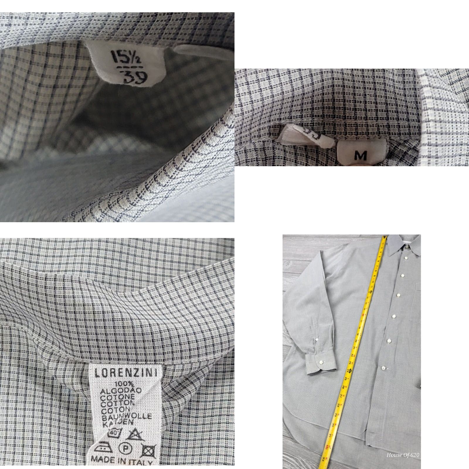 MadeMe Lorenzini Dress Shirt Mens Gray Long Sleeve Cotton 39-15.5-35/36 Italy Made M Size 40R - 8 Thumbnail