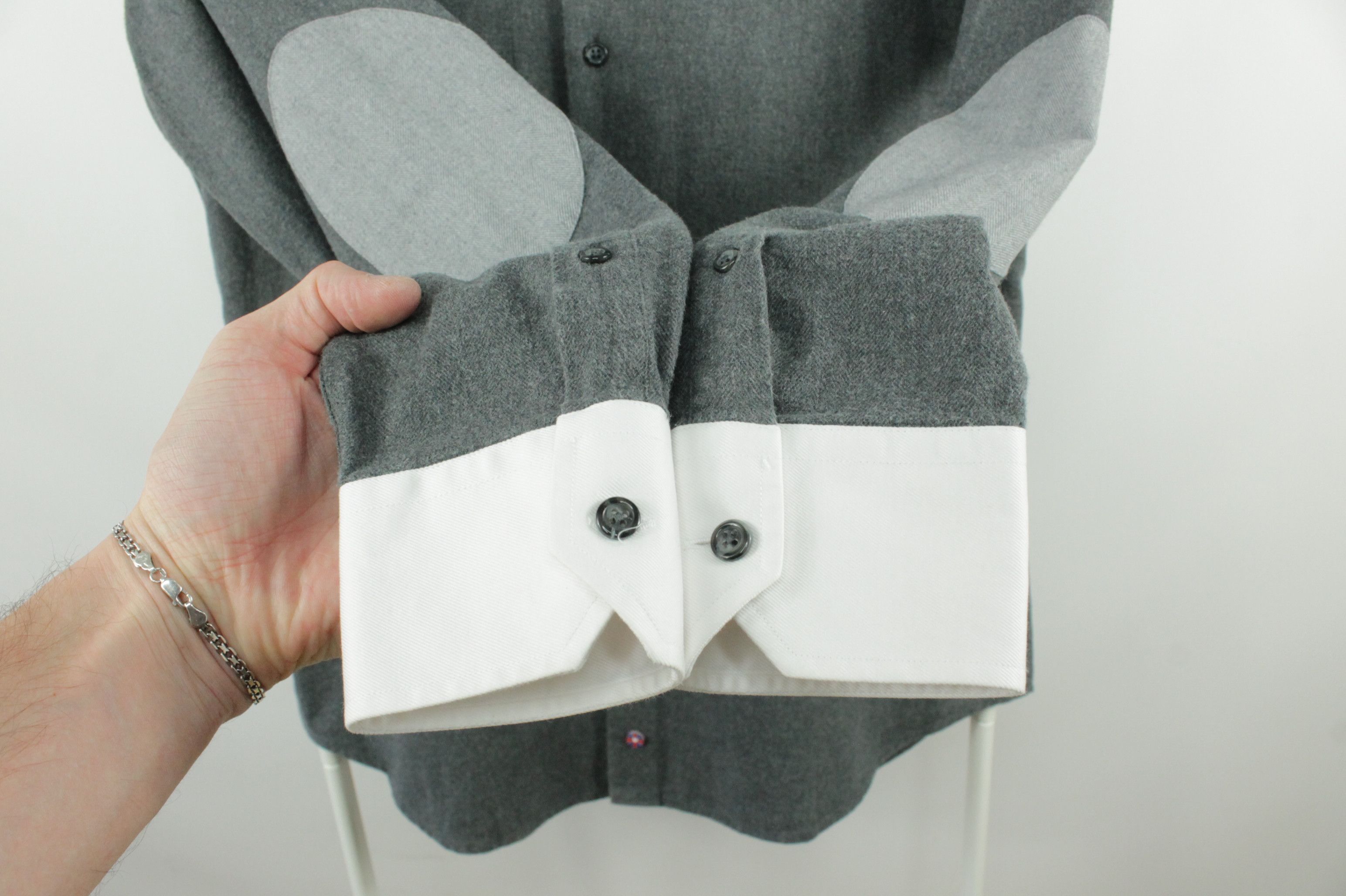 Designer × Hackett Hackett Micro Herringbone Flannel Slim Fit Dress Shirt Men's Size US M / EU 48-50 / 2 - 14 Thumbnail