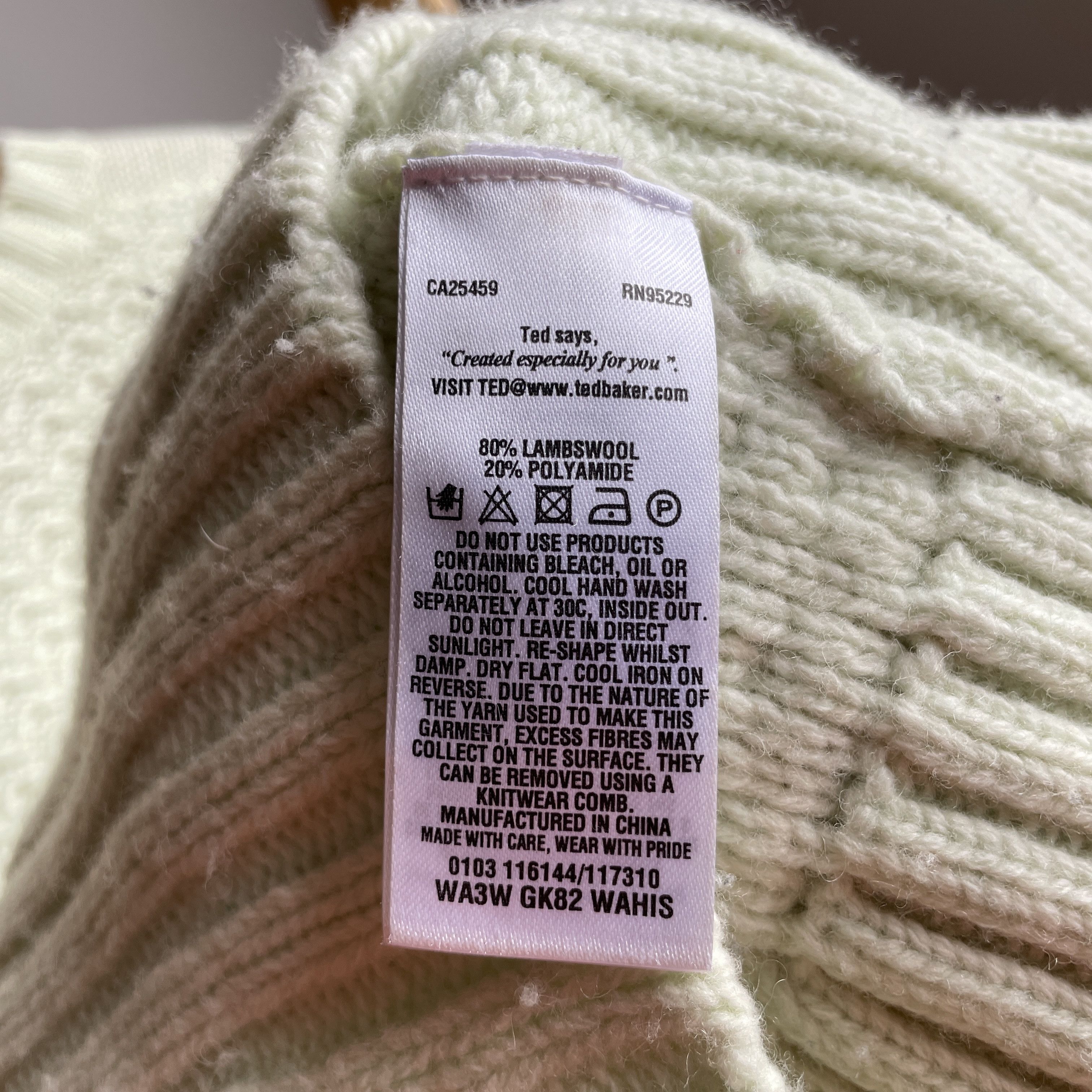 Ted Baker Ted Baker WMN Wahis Mint Green Cable Knit Lambswool Sweater Size M / US 6-8 / IT 42-44 - 7 Thumbnail