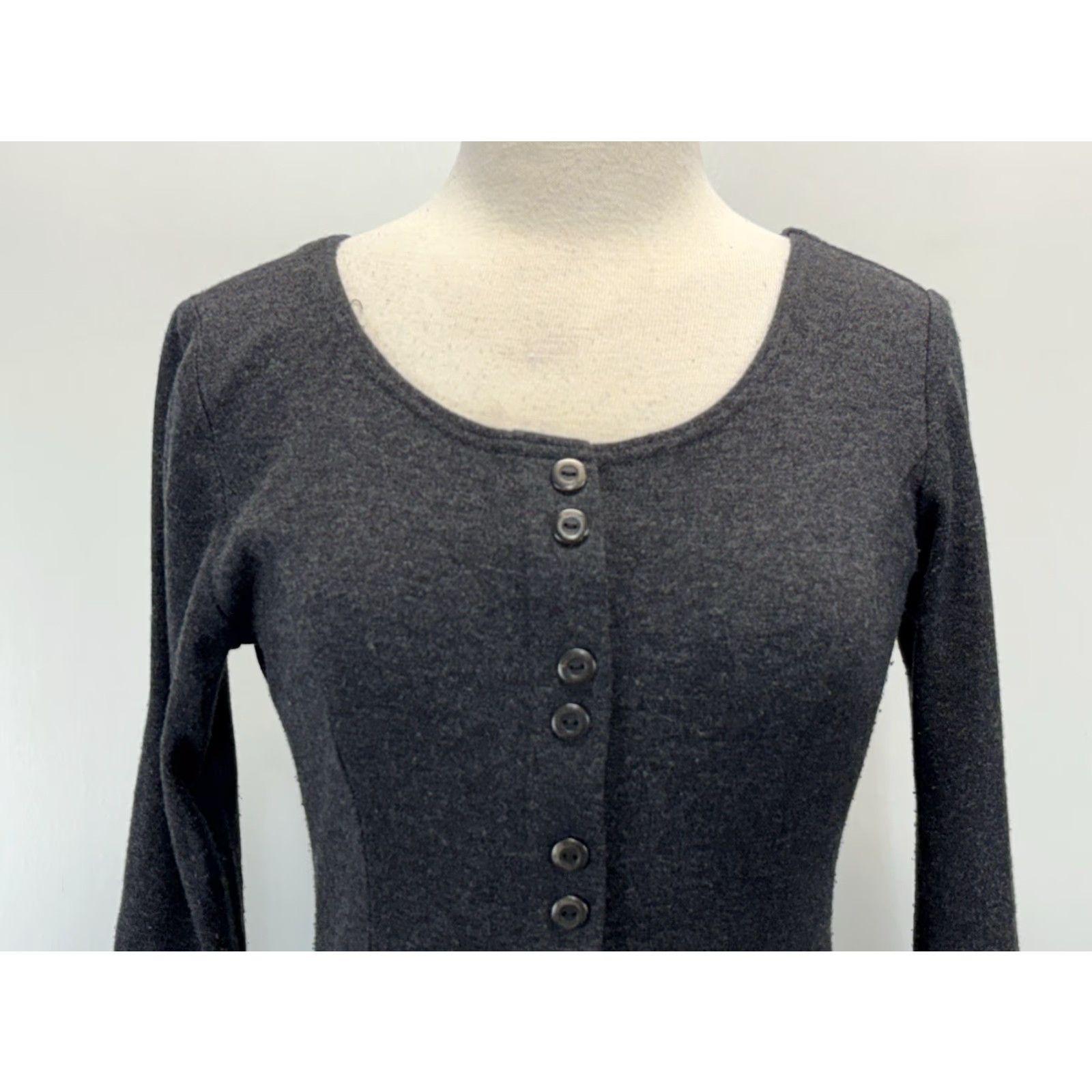 Vintage VINTAGE All That Jazz Midi Dress Juniors 7/8 Gray Button Front Prairie 90s Y2K Grunge Size M / US 6-8 / IT 42-44 - 5 Thumbnail