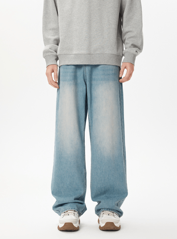 Japanese Brand × Jean High street washed distressed men's cleanfit wide-leg jeans Size US 32 / EU 48 - 2 Thumbnail