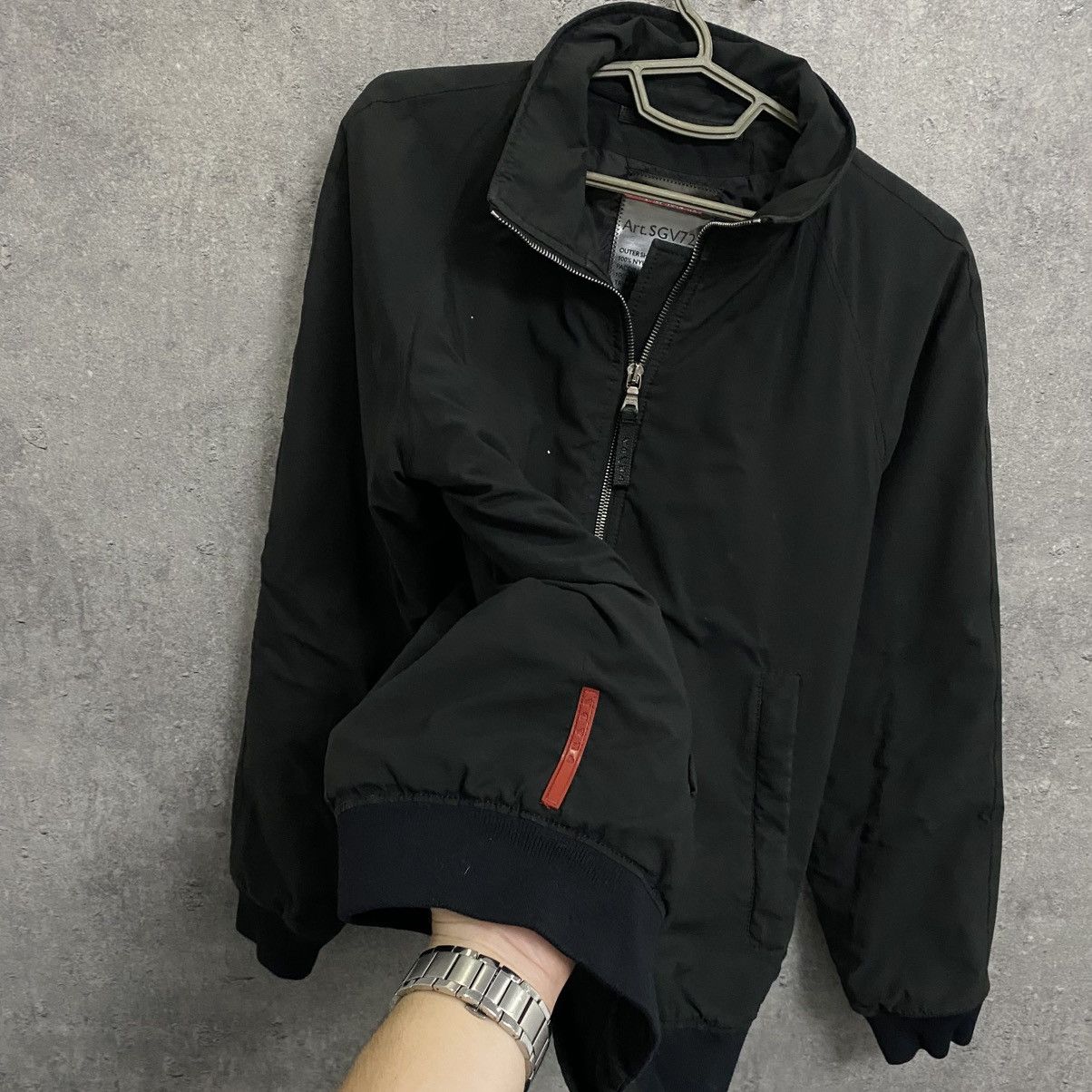 Prada Nylon Red Tab Black Bomber Jacket