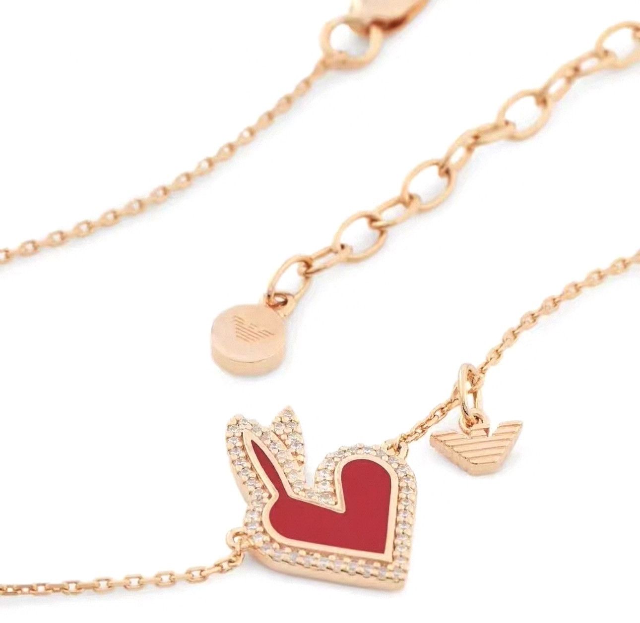 Emporio Armani Emporio Armani Red Rabbit Heart Lacquer Station Necklace Size ONE SIZE - 2 Thumbnail
