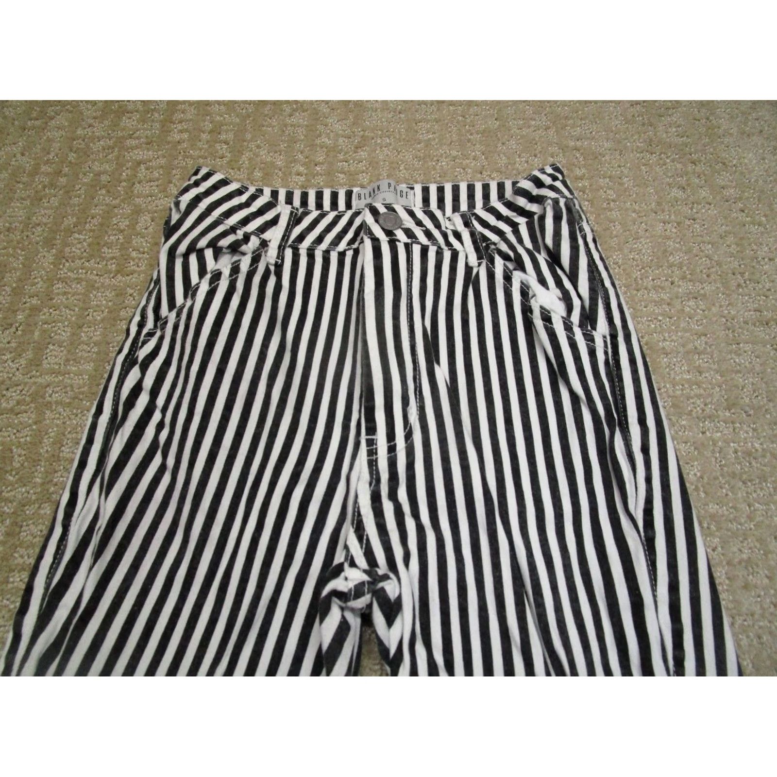 Paige Paige Jeans Women Bell Bottom Flared High Rise Black Pinstripe 5-Pocket Denim XS-S/Small Regular Rise Bellbottoms Womens Jeans Size 28" / US 6 / IT 42 - 2 Thumbnail