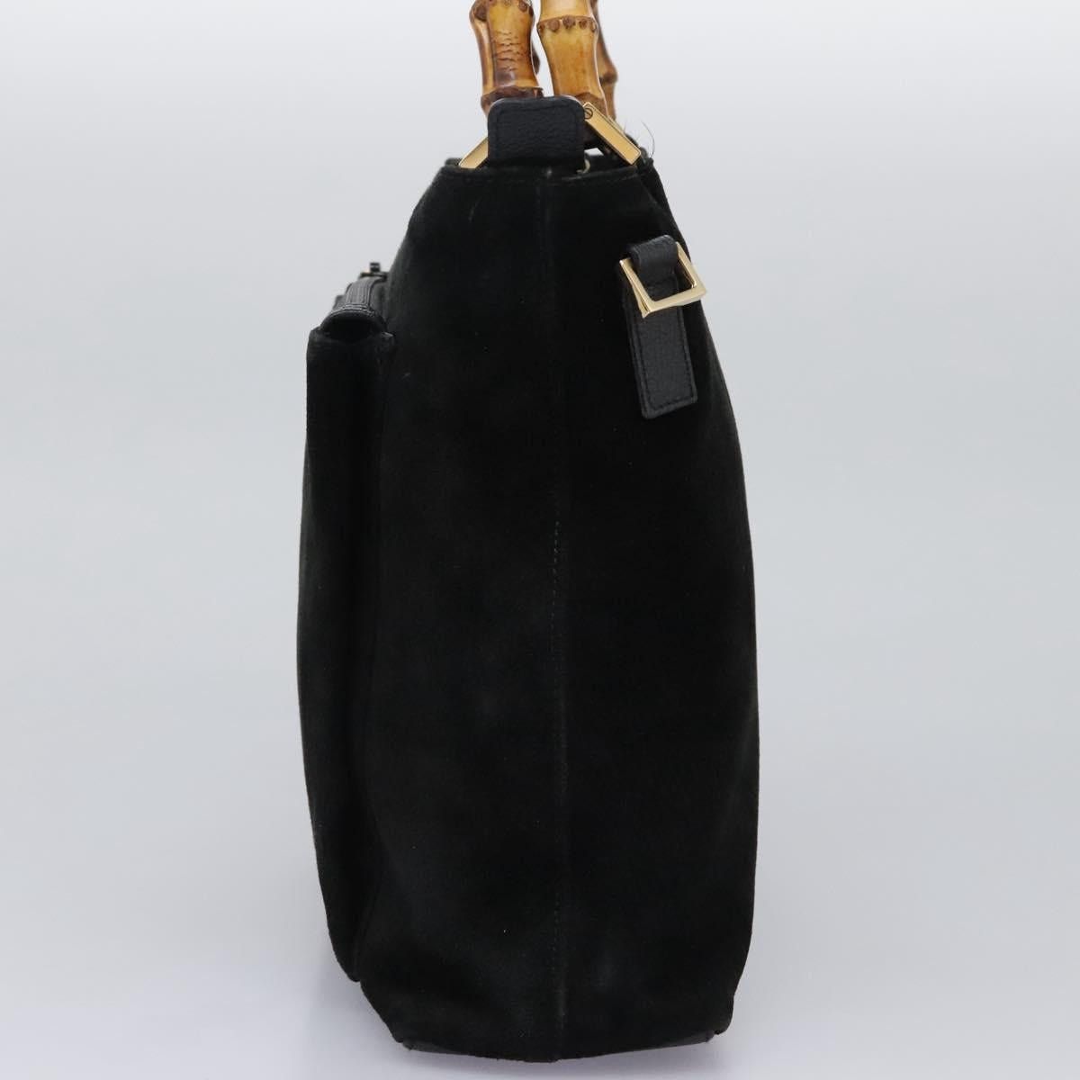 Gucci GUCCI Bamboo Handbag Suede Black Gold 000 2265 000 2265 Size ONE SIZE - 4 Thumbnail
