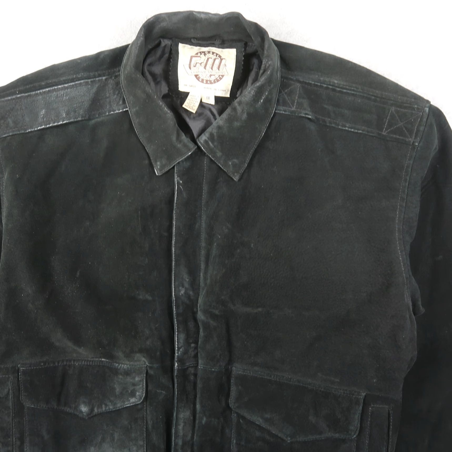 G-III VINTAGE Global Identity Bomber Jacket Leather Suede Black 1X XL Men G-III Mid-Length Zip Pockets Size US XL / EU 56 / 4 - 3 Thumbnail