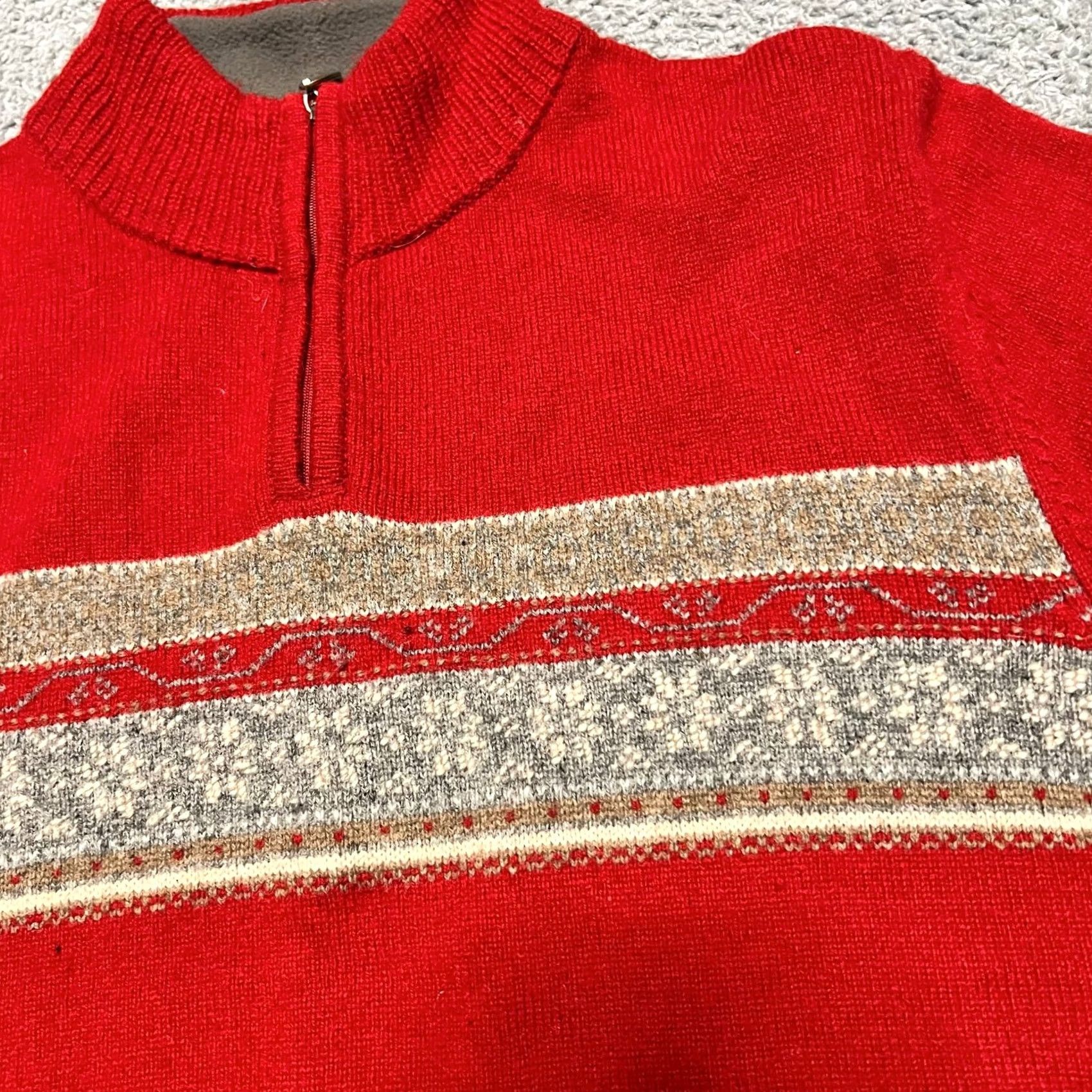 Vintage Woolrich Sweater Womens Medium Red Lambs Wool Quarter Zip Aztec Mens? Women? Size M / US 6-8 / IT 42-44 - 2 Thumbnail