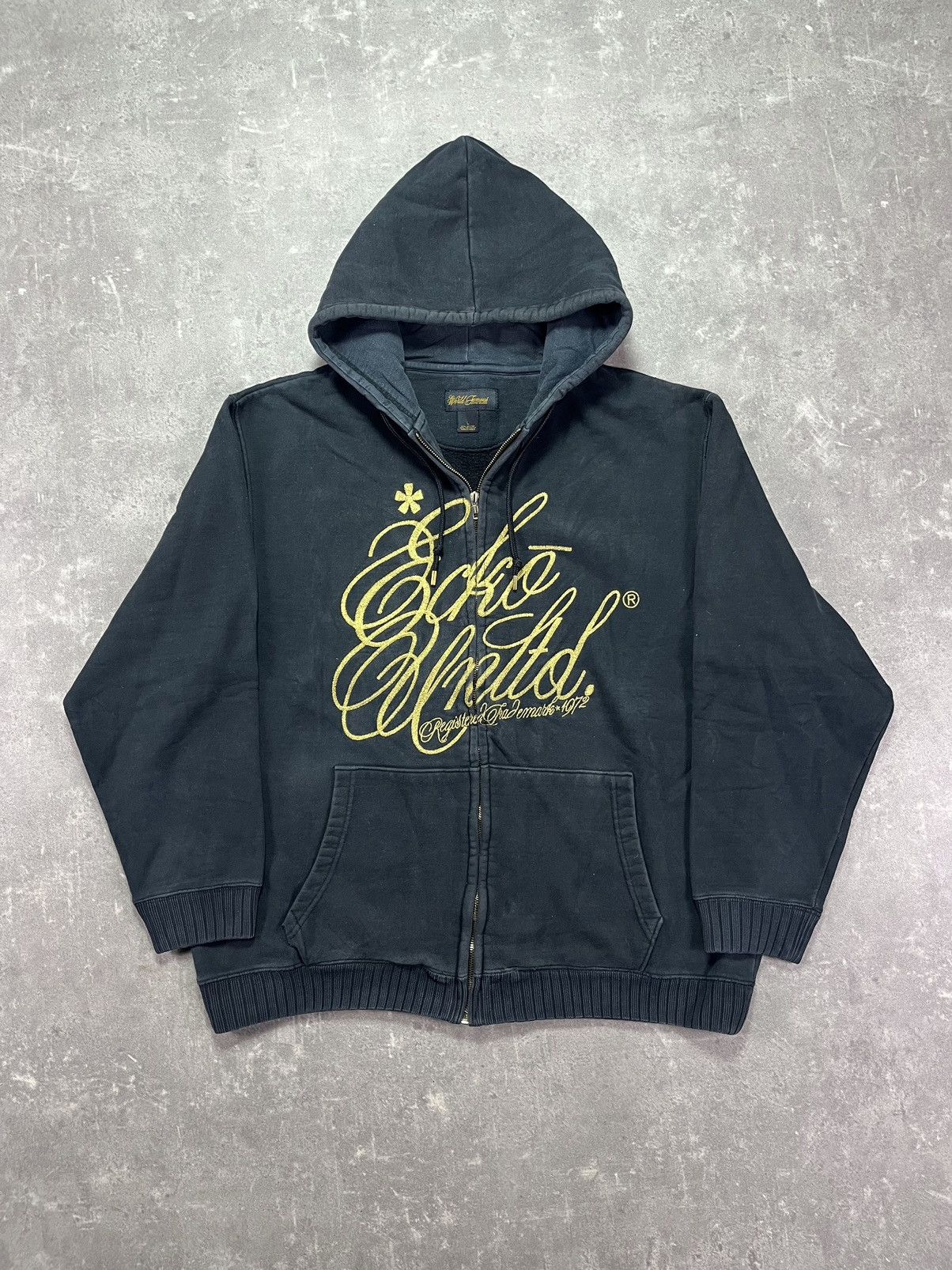 00s Ecko Unlimited Big Logo Baggy Zip Hoodie L Embroidered