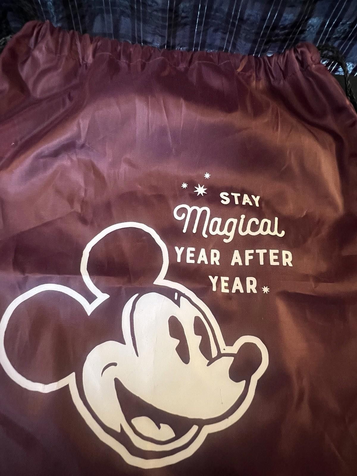 Disney Mickey Vacation Club Drawstring Bag Maroon Disney Parks Size ONE SIZE - 3 Thumbnail