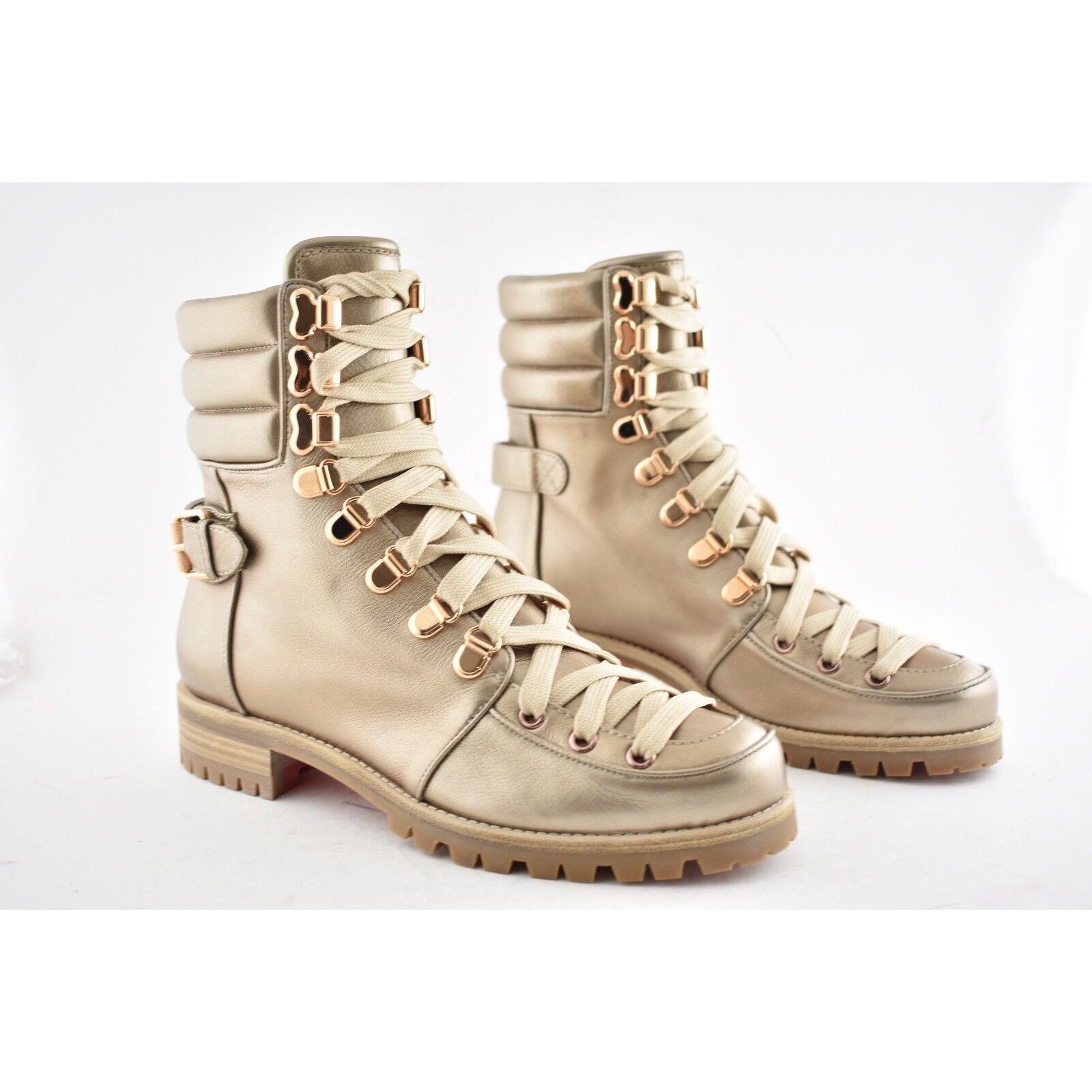 Christian Louboutin Christian Louboutin Who Runs Flat Colombe Gold Combat Size US 5.5 / IT 35.5 - 5 Thumbnail
