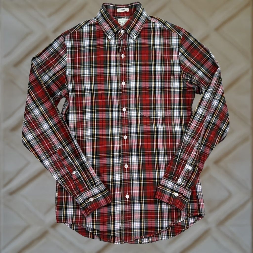 J.Crew J.CREW Shirt Mens XS Red Slim Secret Wash Stretch Organic Cotton Plaid Size US XS / EU 42 / 0 - 1 Thumbnail