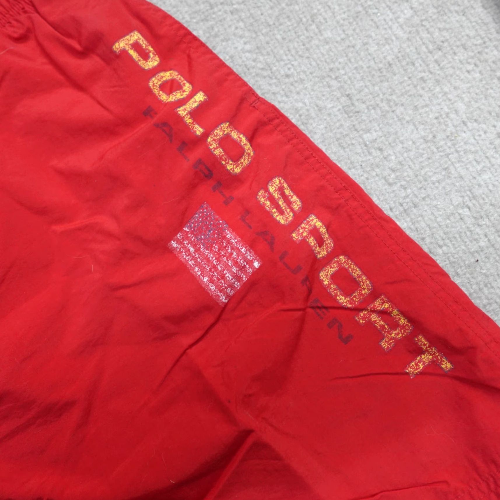 Vintage VINTAGE Polo Sport Mens Swim Shorts M Red Solid Lined Drawstring Shorts Mens Red Navy? Size US M / EU 48-50 / 2 - 4 Thumbnail