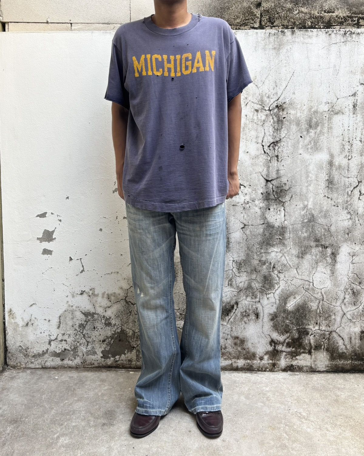 Vintage Thrashed MICHIGAN Sun Faded Tee Shirt Distressed ERD Size US XL / EU 56 / 4 - 2 Thumbnail