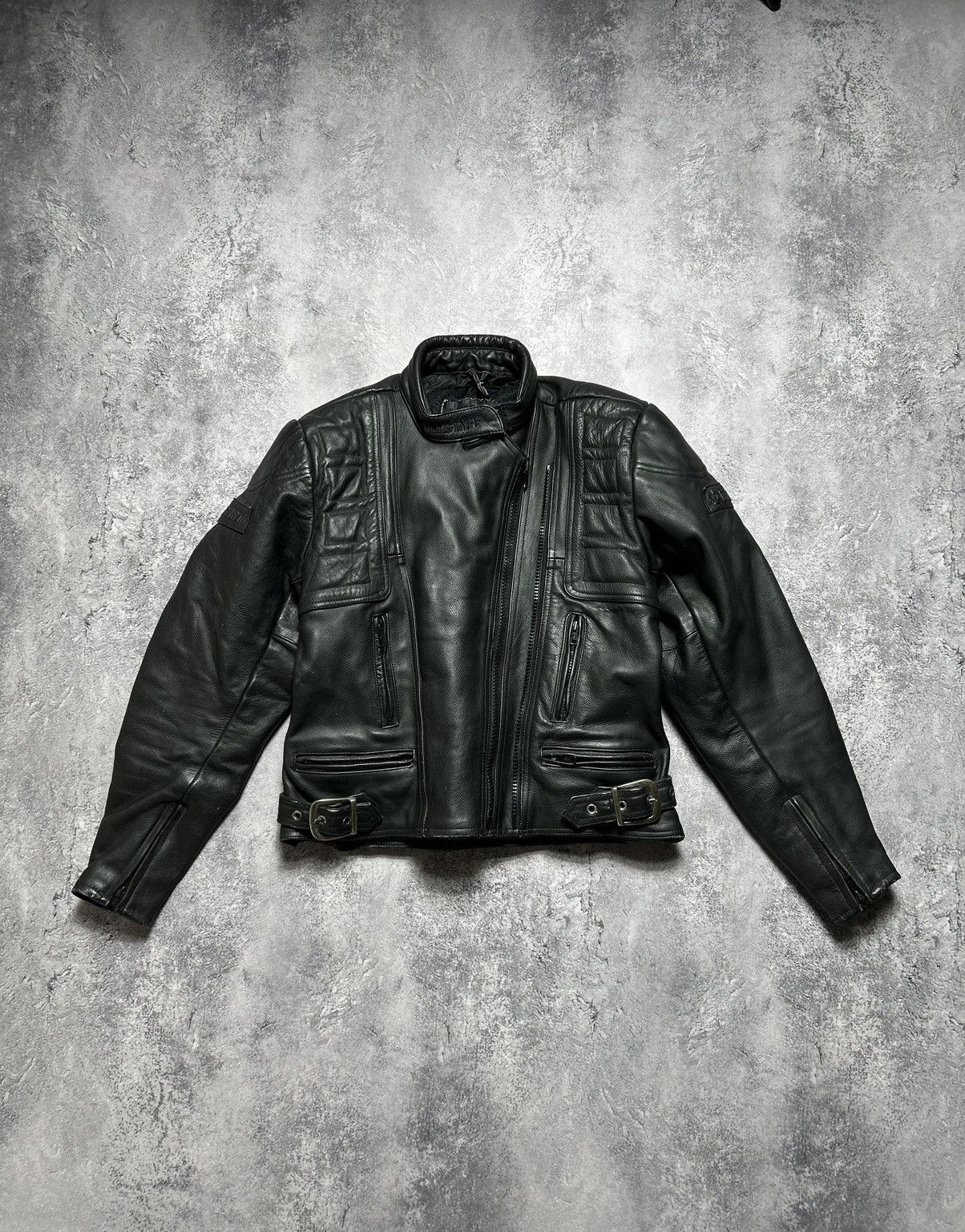 image of Vintage Leather Motorcycle Belstaff Jacket Logo Black, Men's (Size Small)