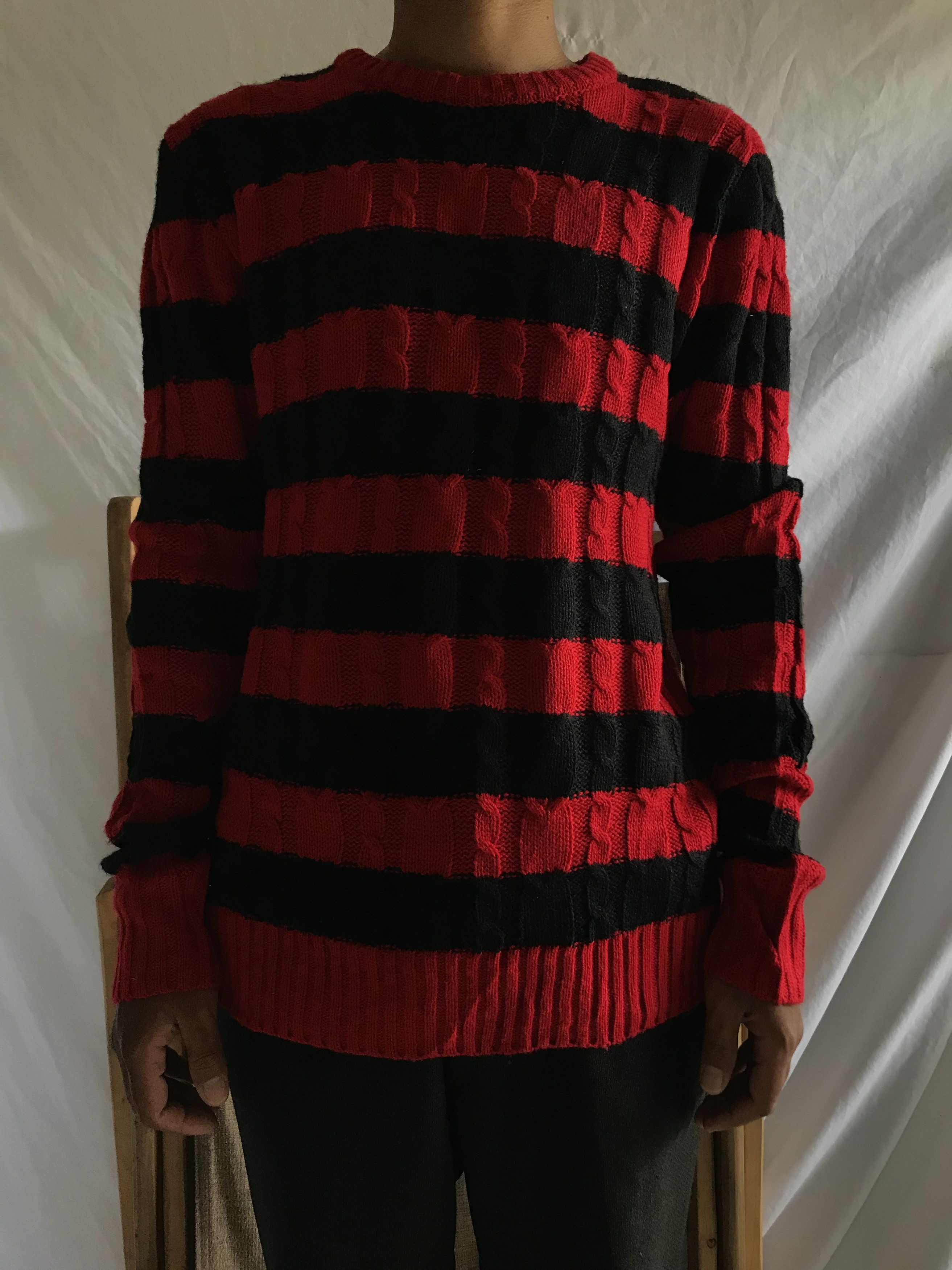 Hysteric Glamour × If Six Was Nine × Le Grande Bleu (L.G.B.) Spiral News Black Red Knitted Kurt Cobain Grunge Style Size US M / EU 48-50 / 2 - 4 Thumbnail