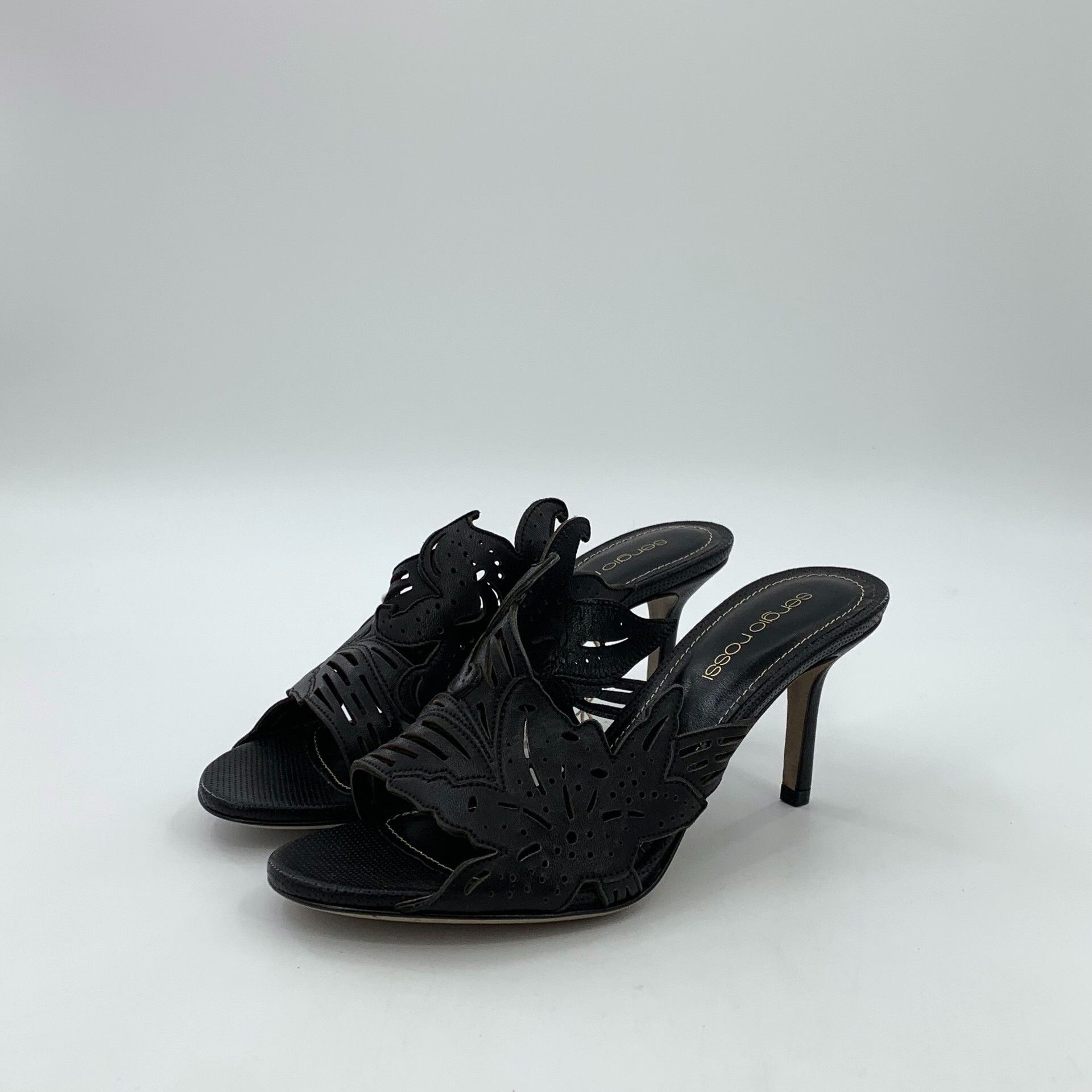 Sergio Rossi Sergio Rossi Floral Black Sandals 35 Women Size US 5 / IT 35 - 1 Thumbnail