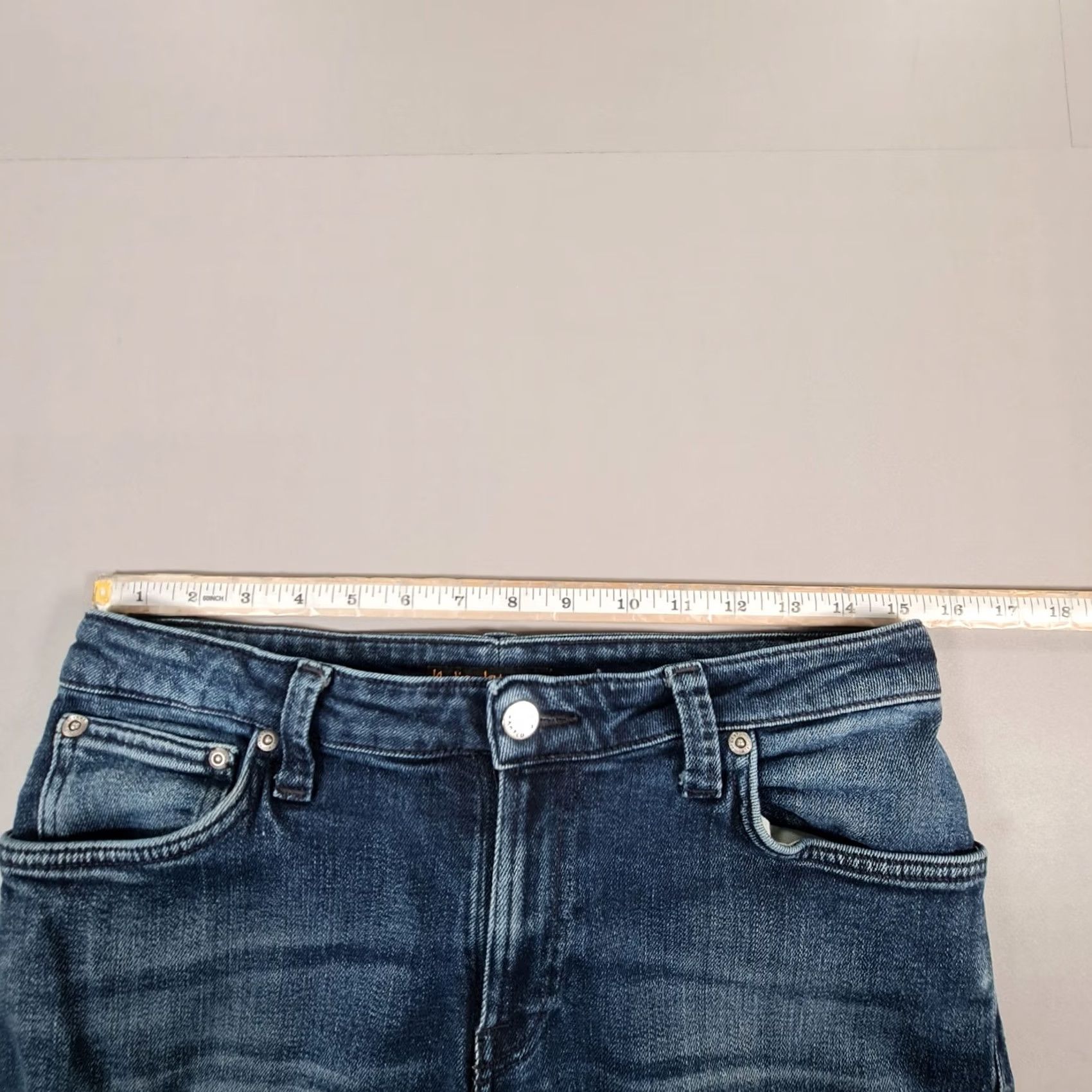 Denime Nudie Jeans Blue Slim Skinny Fit Denim 32x32 Regular Mens Jeans Stretch 5-Pocket Zip Fly Vintage No Pattern Size US 32 / EU 48 - 6 Thumbnail
