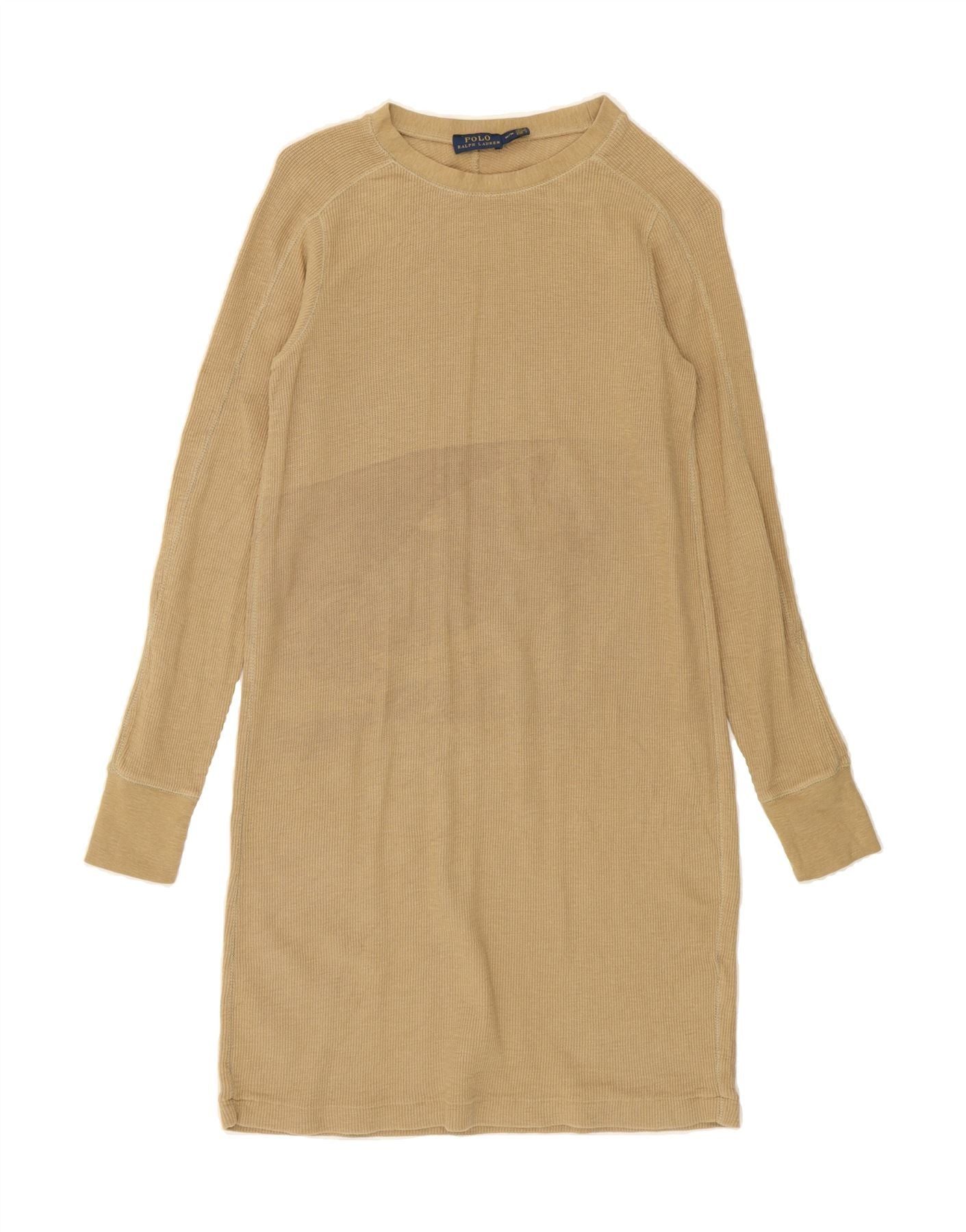 Polo Ralph Lauren Womens Long Sleeve Jumper Dress UK 12 Medium Beige Size M / US 6-8 / IT 42-44 - 1 Thumbnail