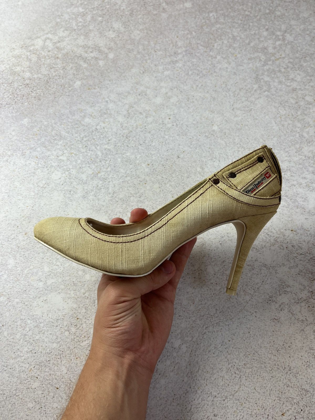 Diesel Vintage DIESEL Jeans Denim Heels Beige Rare 2000s Size US 8 / IT 38 - 9 Thumbnail