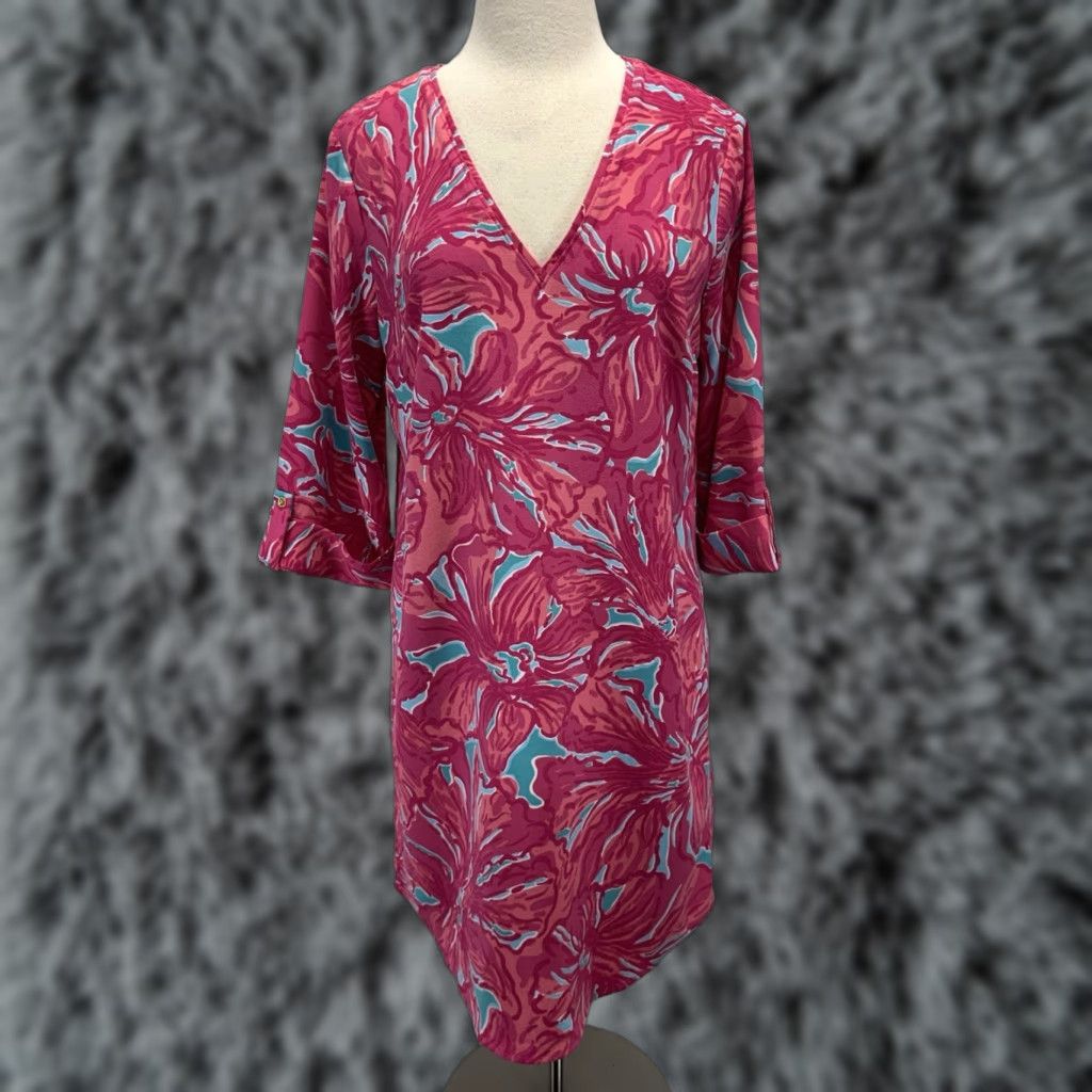 Lilly Pulitzer Lilly Pulitzer Pink Arielle Dress Size Medium Sea Blue Flirty Sea Print Tunic Size M / US 6-8 / IT 42-44 - 1 Thumbnail