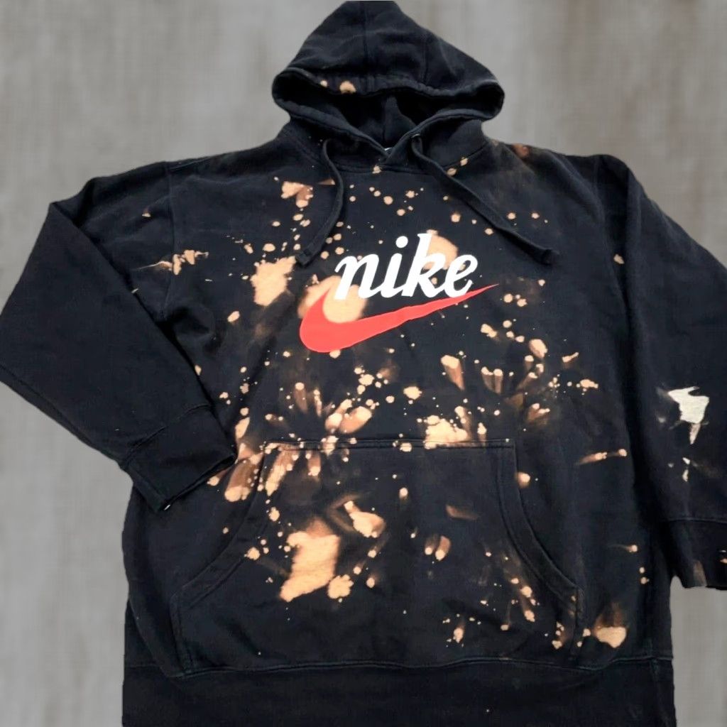 Nike Nike Hoodie Men Large Black Sweatshirt Center Swoosh Thrashed Bleached Size US M / EU 48-50 / 2 - 1 Thumbnail
