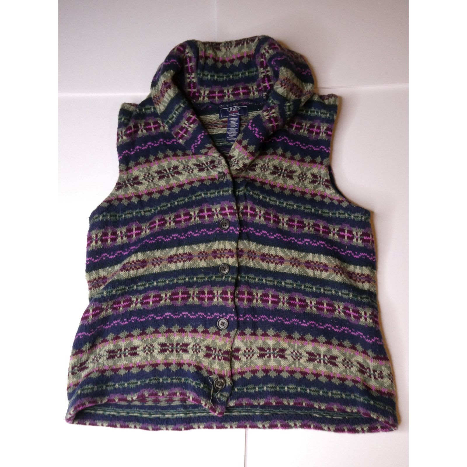 Chaps CHAPS button-front sweater vest, petite medium Size M / US 6-8 / IT 42-44 - 1 Thumbnail