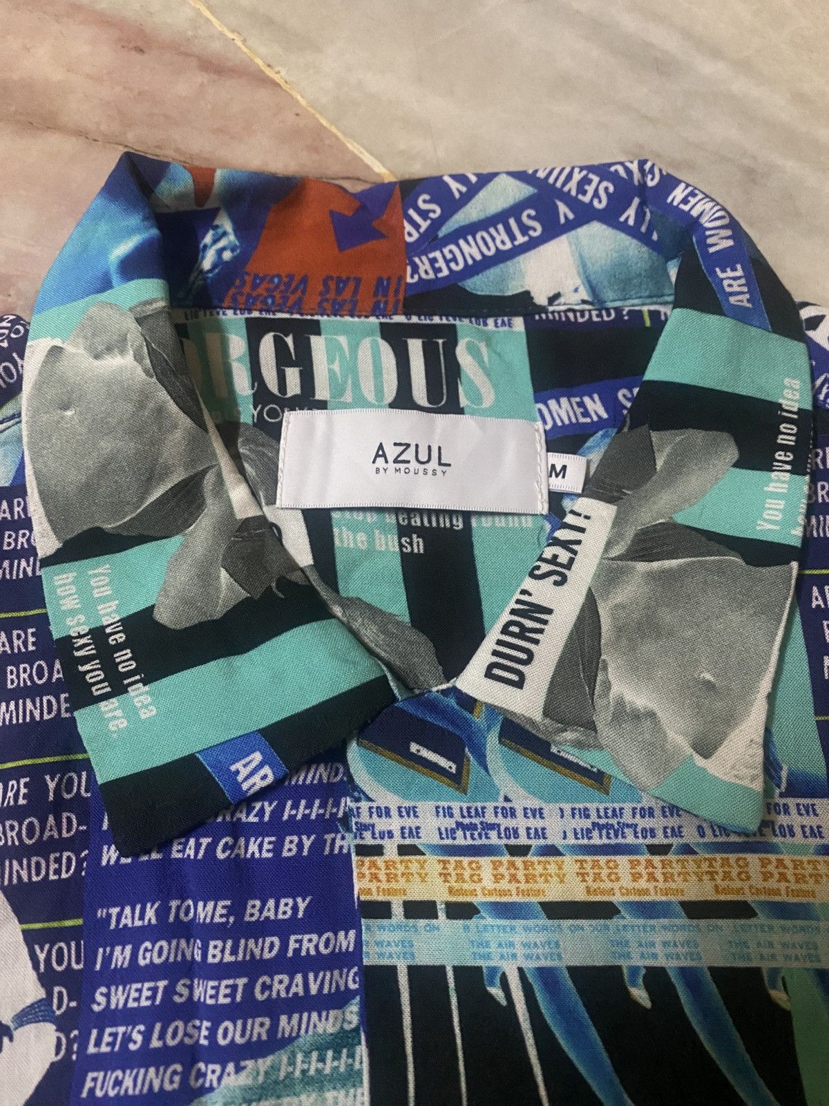 MOUSSY Azul By Moussy Full Print Pinup Sexy Girl Aloha Style Shirt Size US M / EU 48-50 / 2 - 4 Thumbnail