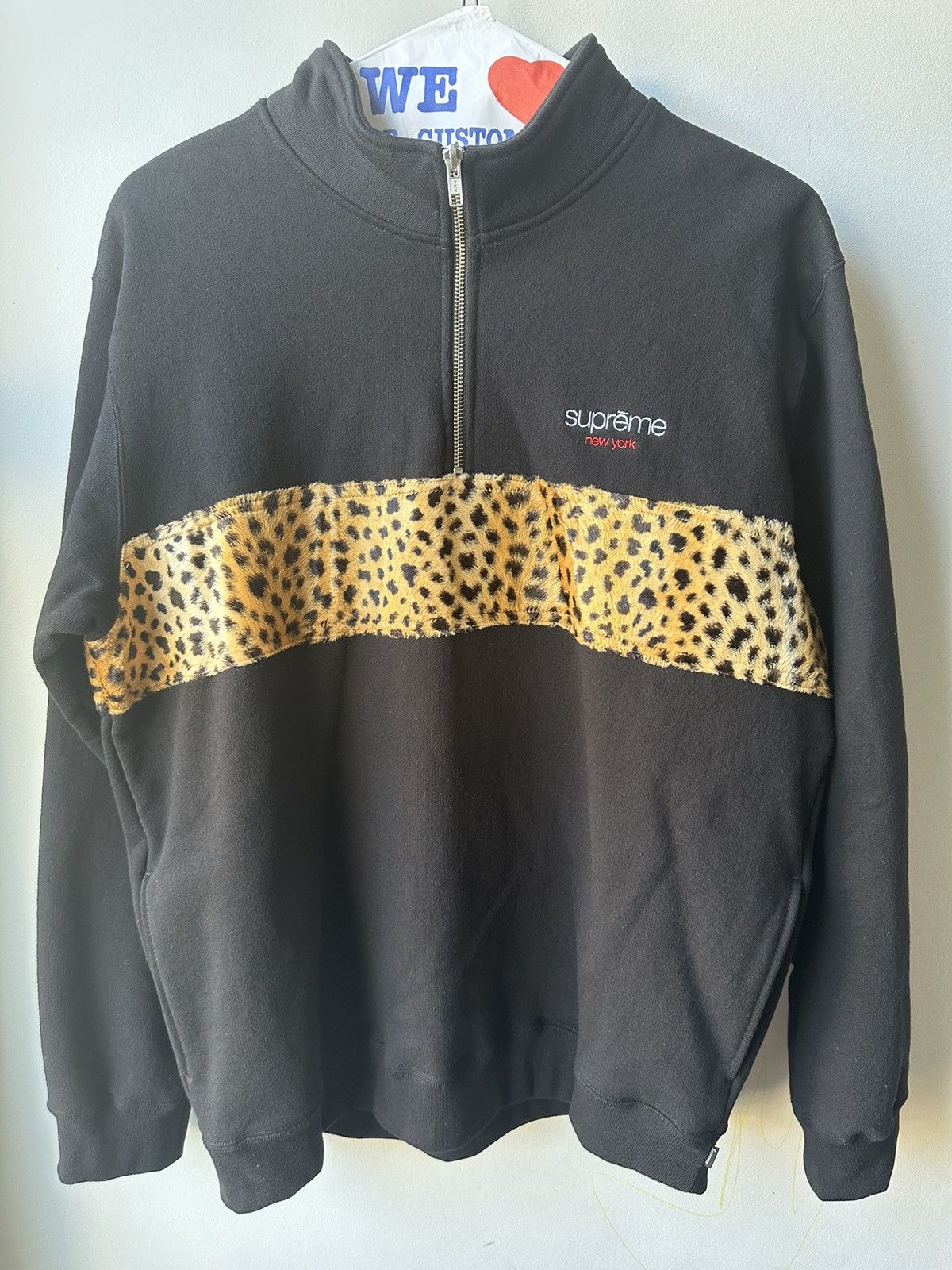 Leopard panel half zip sweatshirt online