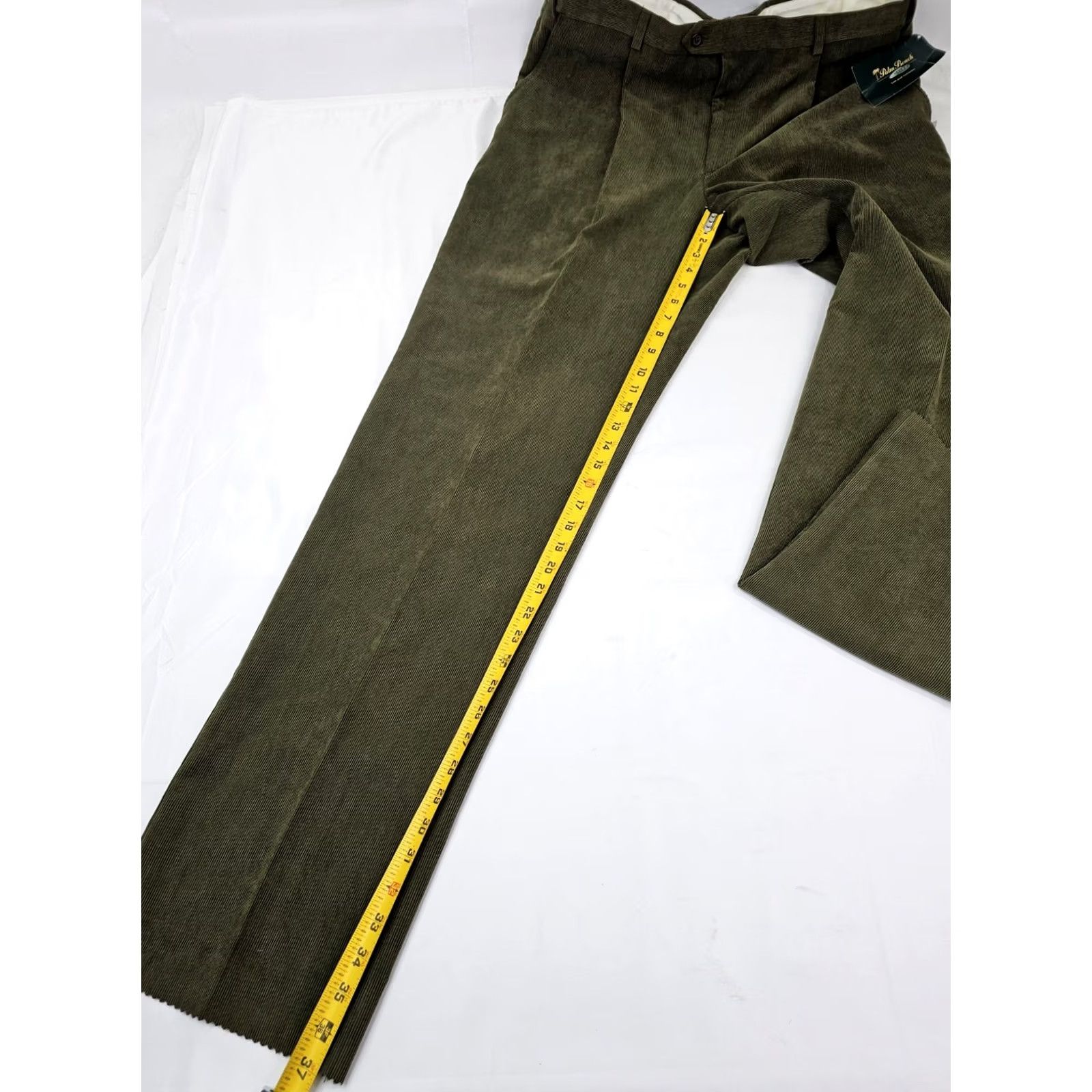 Vintage Palm Beach Reflex Pants Dress Unhemmed Raw Pleated Corduroy Olive Green 40x37 Men Straight Pocket Wool Cotton Size US 40 / EU 56 - 4 Thumbnail