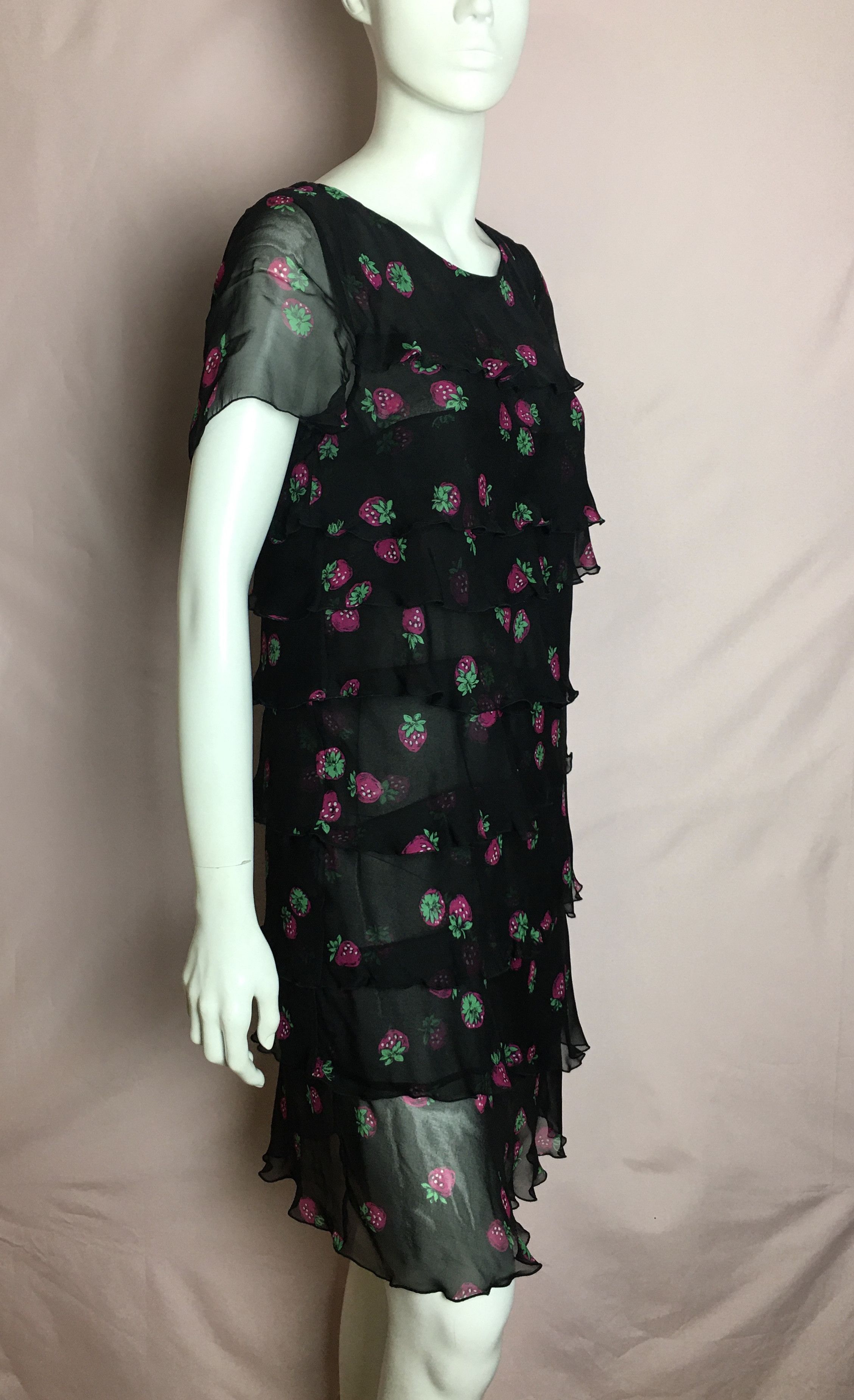 Moschino Moschino Cheap & Chic Silk Chiffon Strawberry Dress US 10 Size L / US 10 / IT 46 - 2 Thumbnail