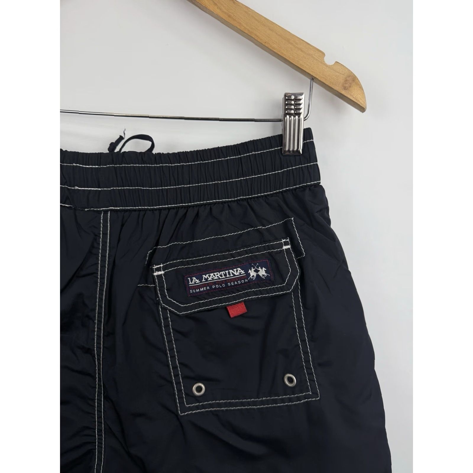 La Martina VINTAGE Y2K La Martina Monaco Beach Shorts Bermuda Men M Dark Blue Size US 31 - 7 Thumbnail