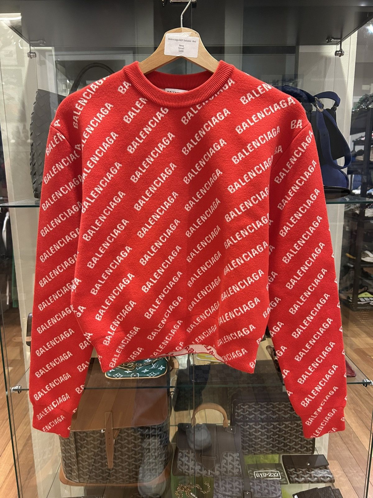 Balenciaga Balenciaga AOP Sweater - Red Size S / US 4 / IT 40 - 1 Thumbnail