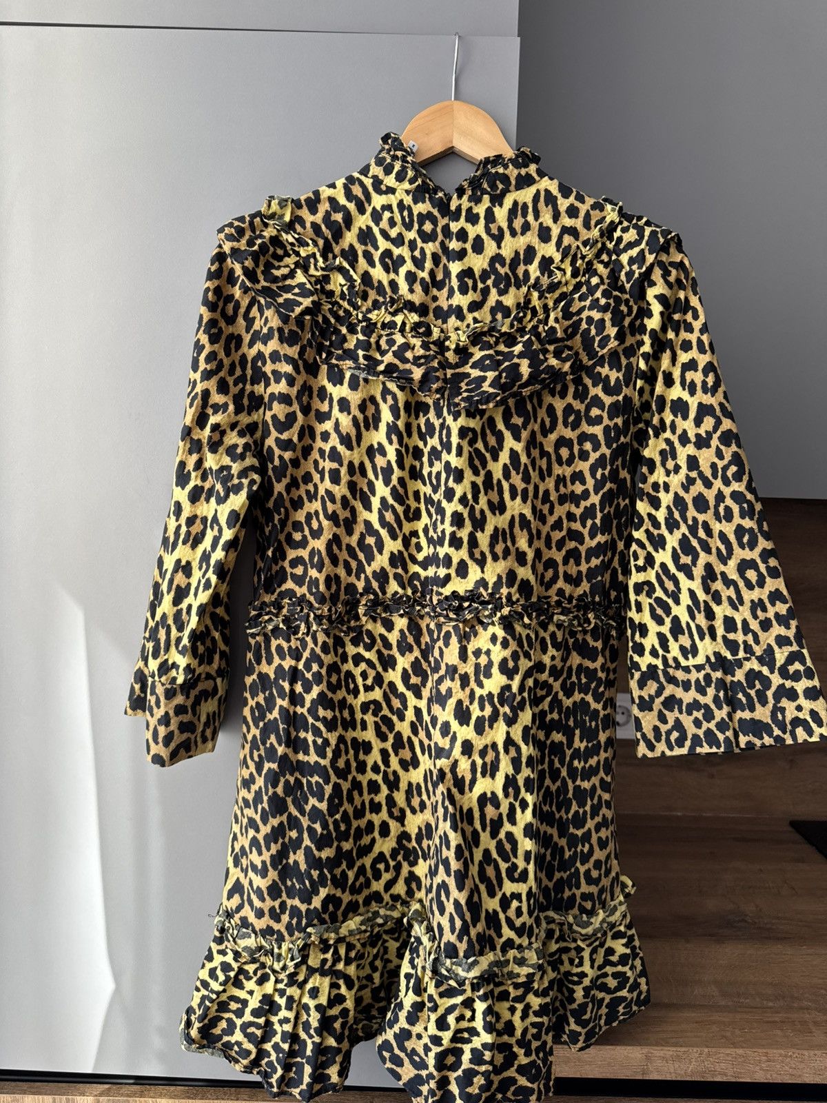 Ganni Ganni Leopard-Print Cotton-Poplin Mini Dress Size XS / US 0-2 / IT 36-38 - 4 Thumbnail