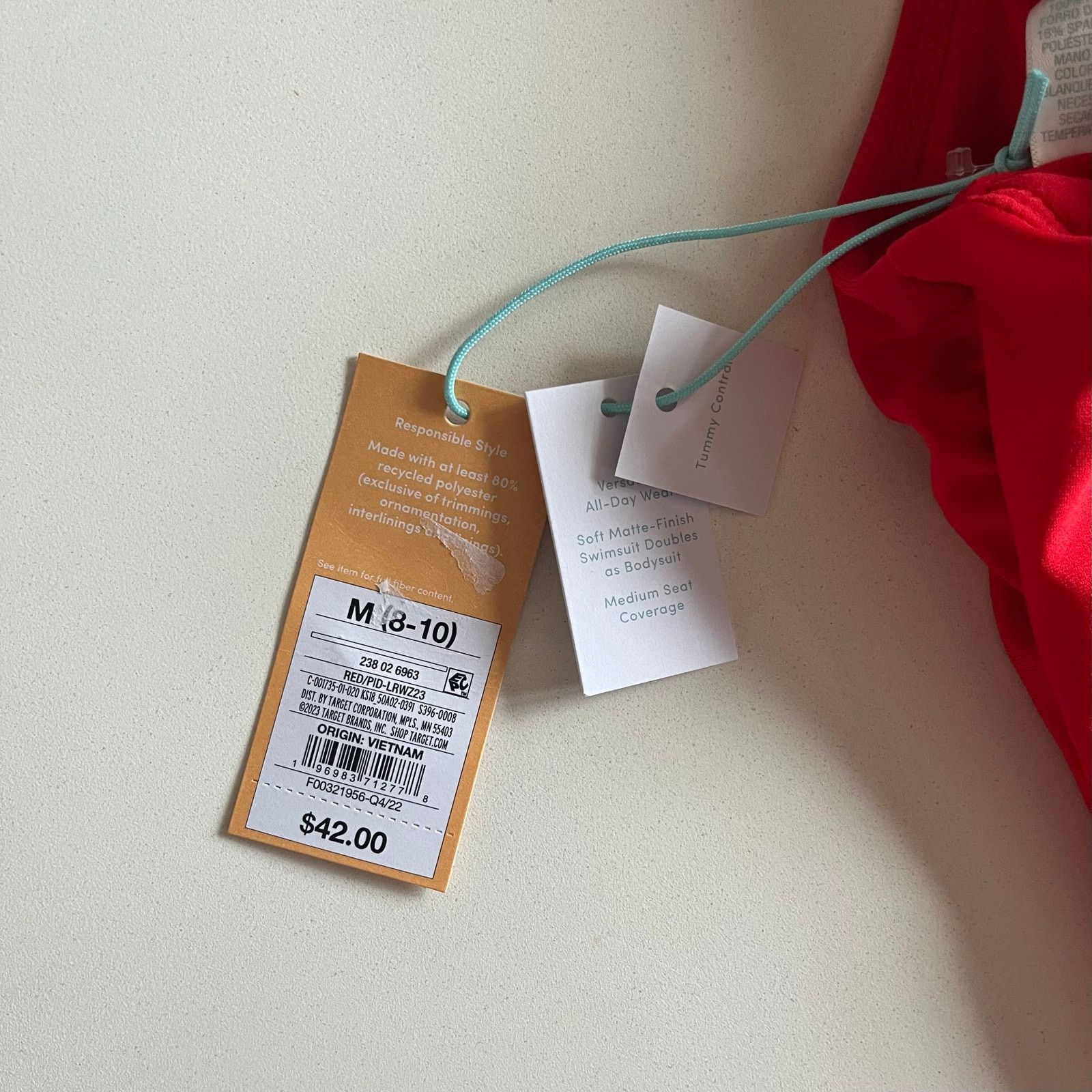 Unknown London KONA SOL NWT One Piece Swimsuit, Medium, Red One Shoulder Size ONE SIZE - 6 Thumbnail