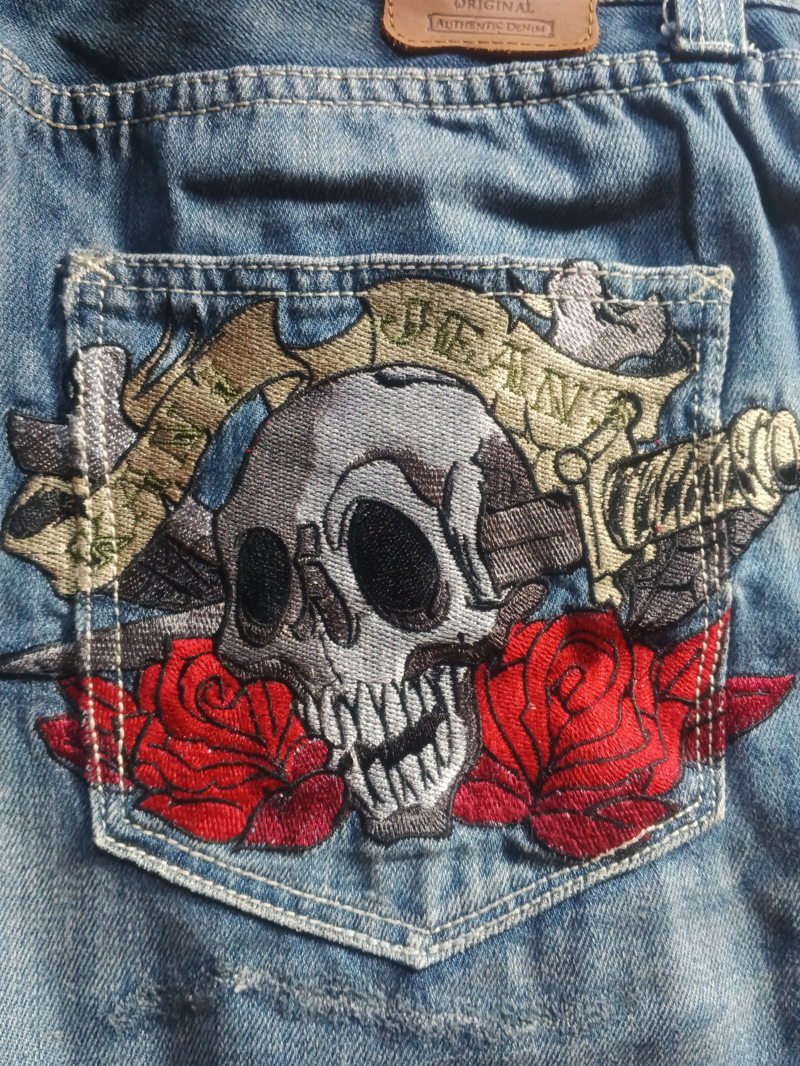 Karl Kani × Vintage Karl Kani Vintage Embroidery Skull Jeans Size US 36 / EU 52 - 4 Thumbnail