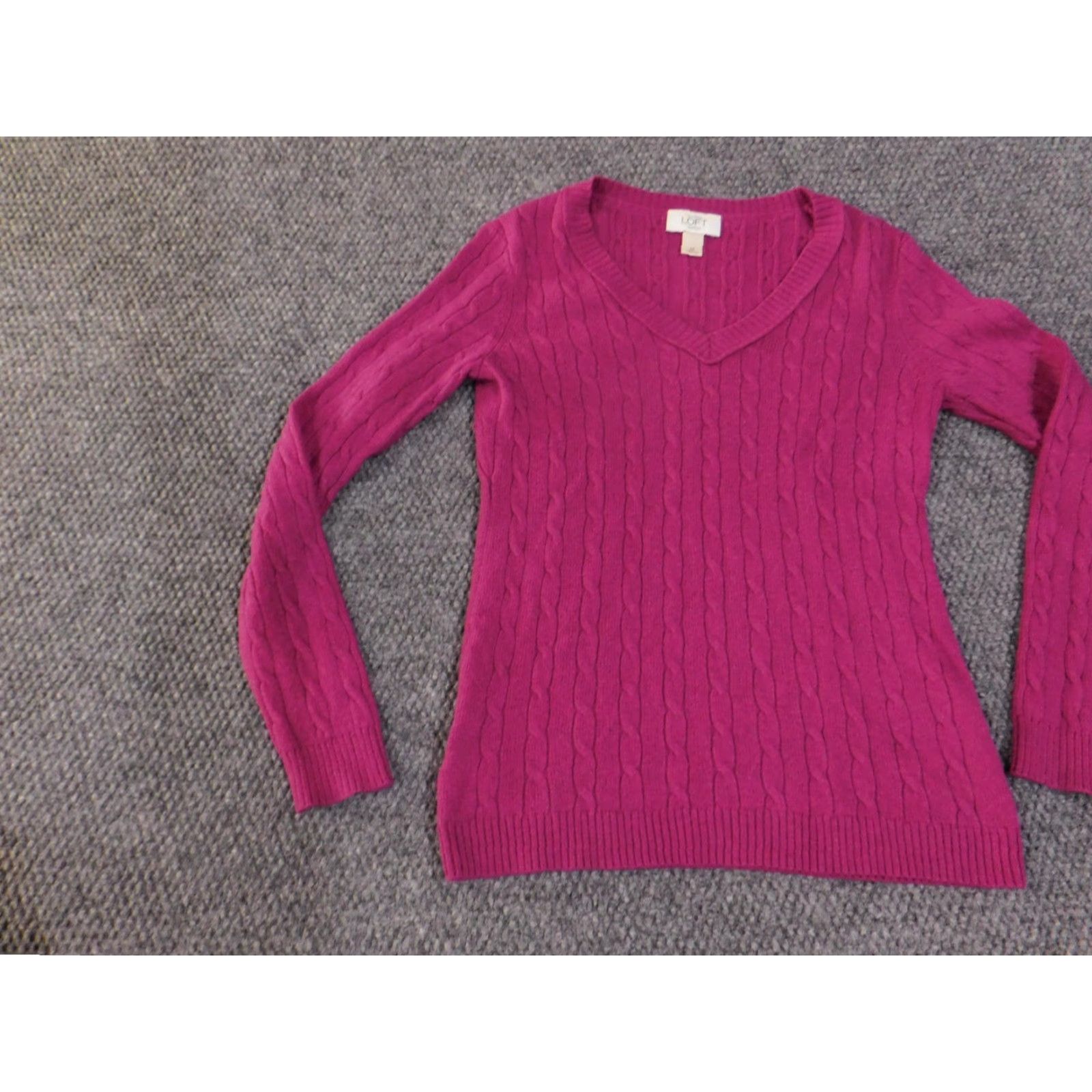 Loft LOFT Ann Taylor Sweater Womens Small Petite Pink Cable Knit Pullover Rabbit Hair Size S / US 4 / IT 40 - 2 Thumbnail