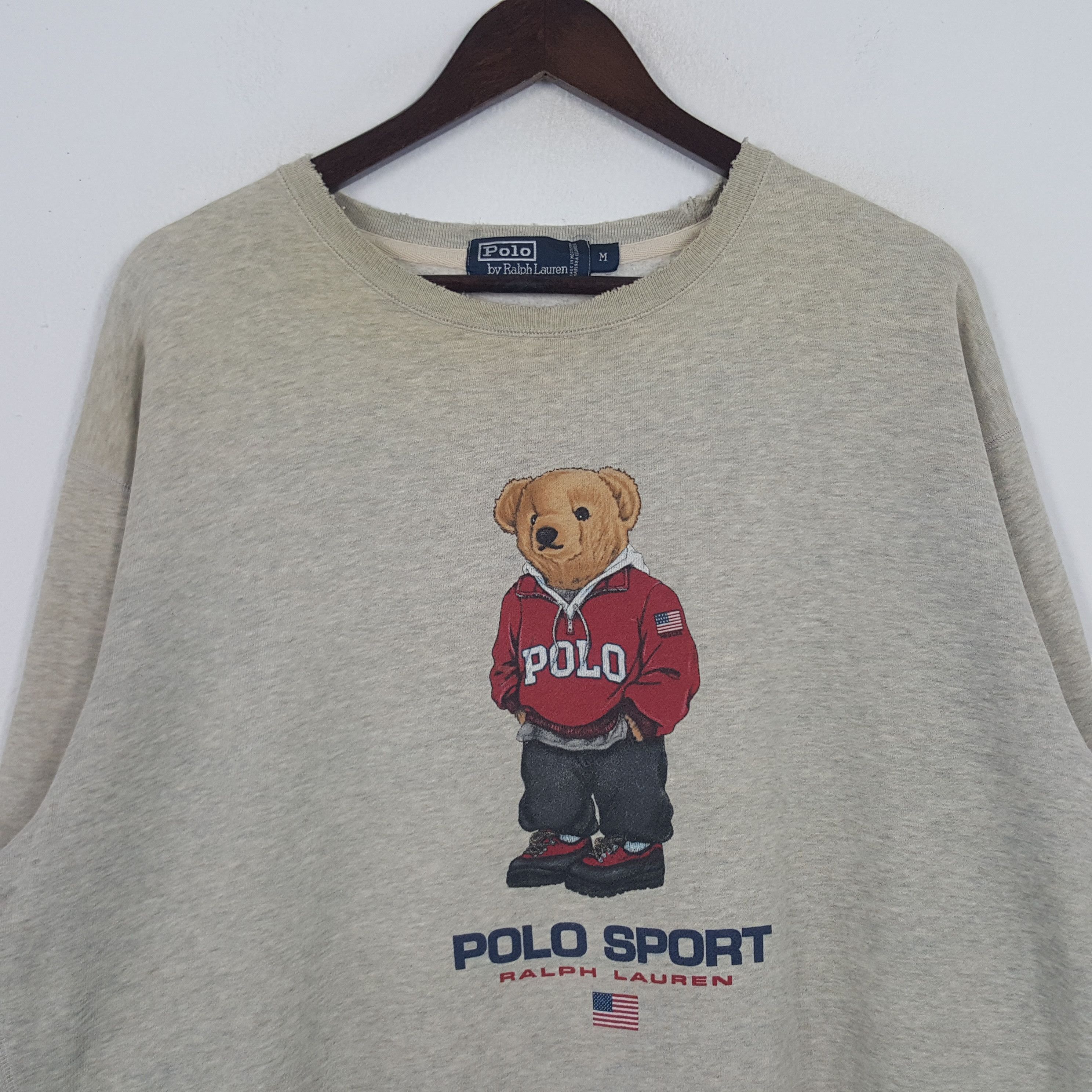 Polo Ralph Lauren × Vintage Vintage Polo Ralph Lauren Bear Sweatshirt Size US XL / EU 56 / 4 - 2 Thumbnail